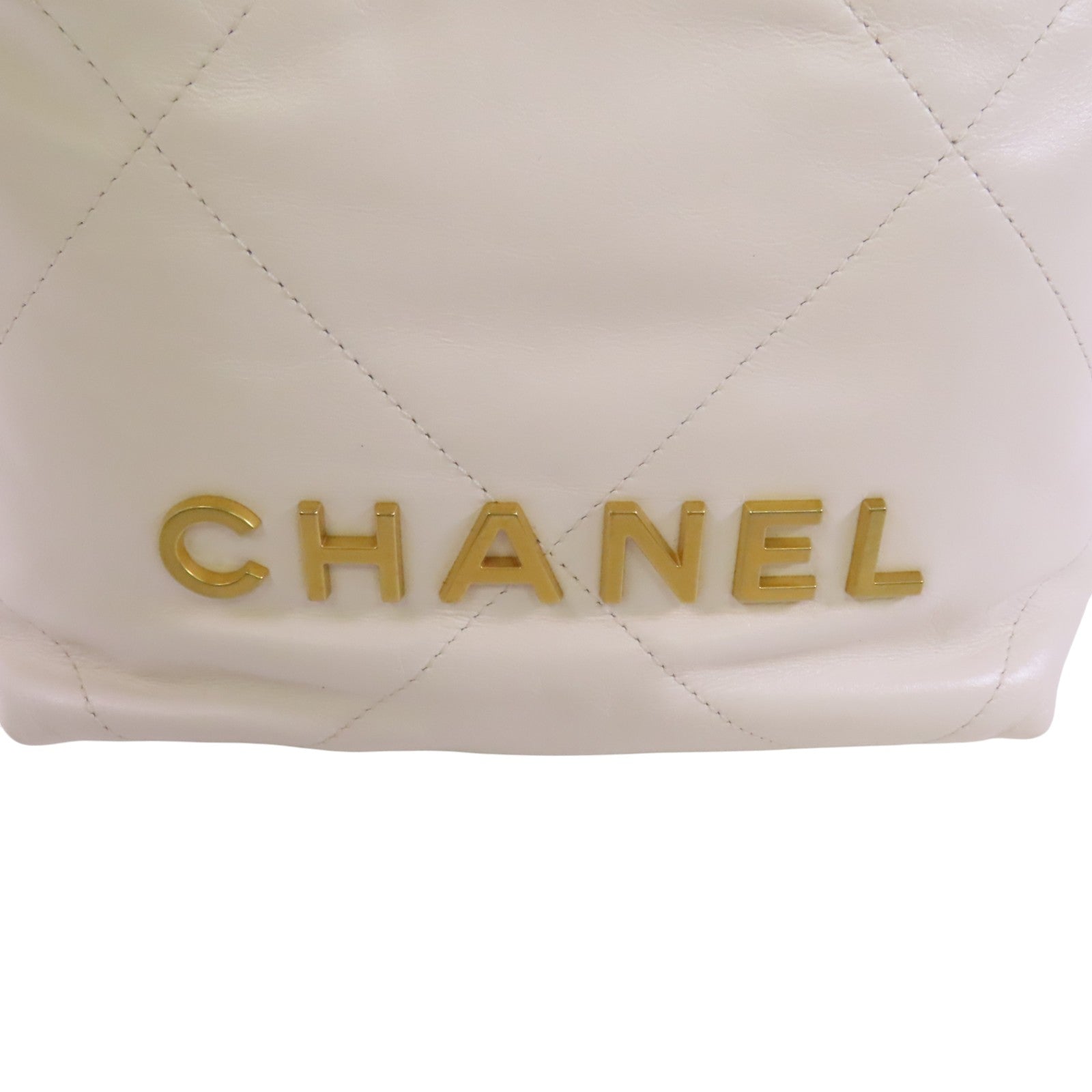 CHANEL 牛皮皮革Mini 22金扣鏈帶手挽肩背兩用袋