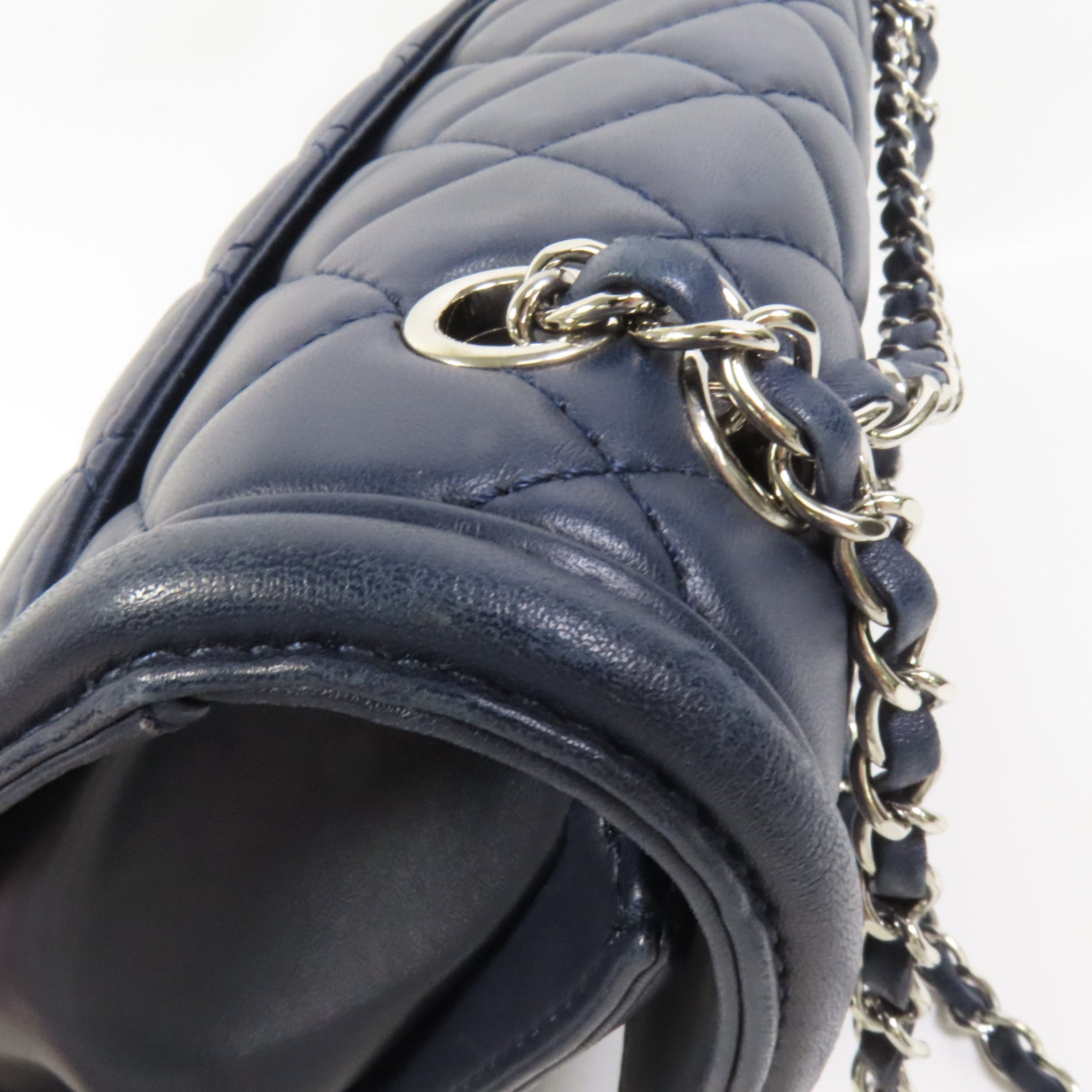 CHANEL 羊皮皮革Chain Shoulder銀扣鏈帶肩背袋