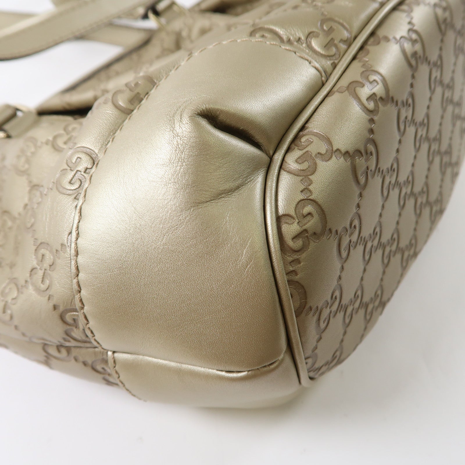 GUCCI 牛皮皮革2 Way Shoulder金扣手挽肩背兩用袋金色