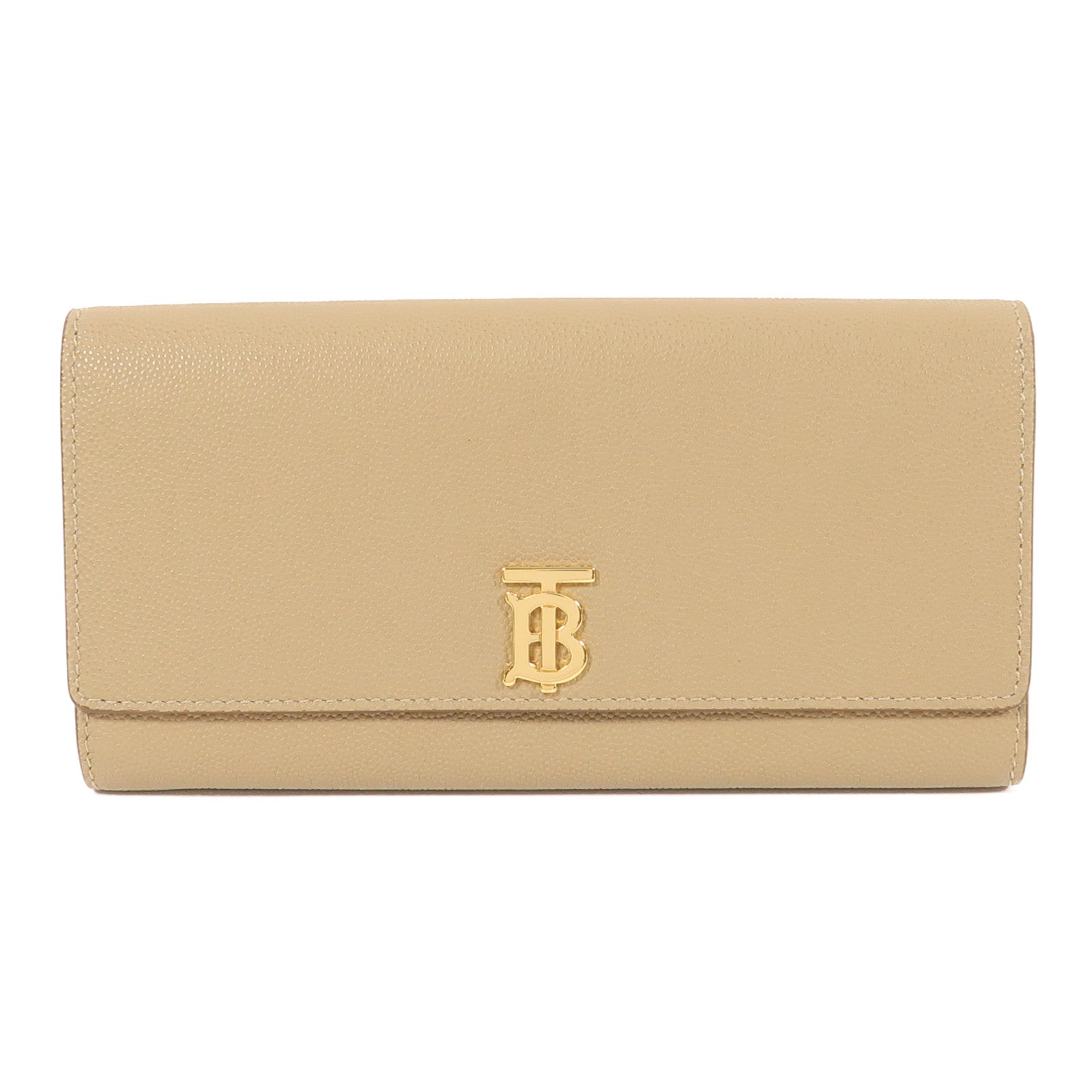 BURBERRY GHW Long Wallet Calfskin Leather Khaki