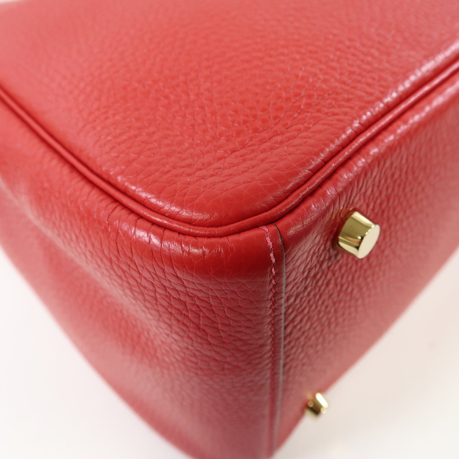 HERMES Clemence皮革Lindy 30金扣手挽肩背兩用袋法拉利紅色