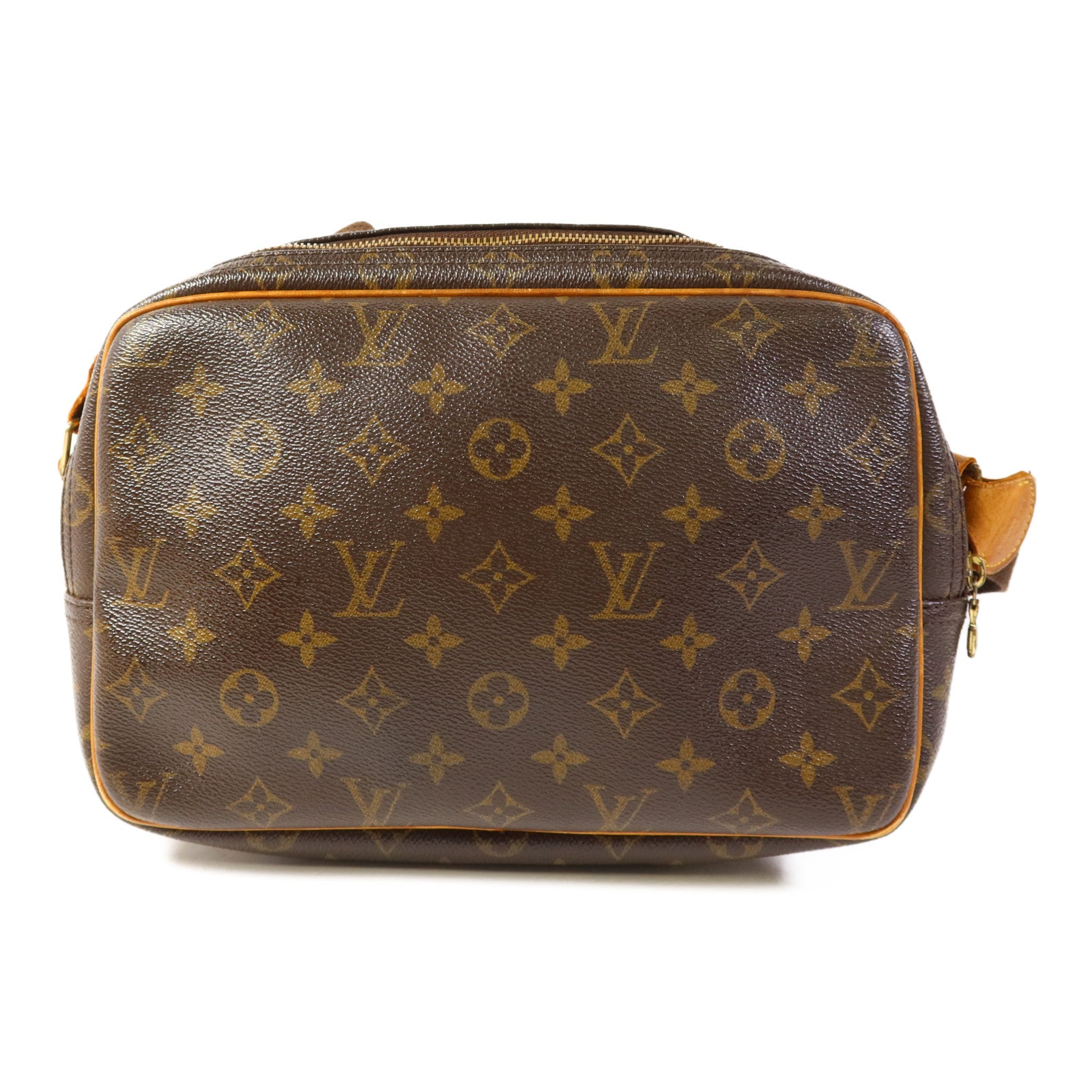 LOUIS VUITTON Monogram Reporter PM金扣肩背袋棕色