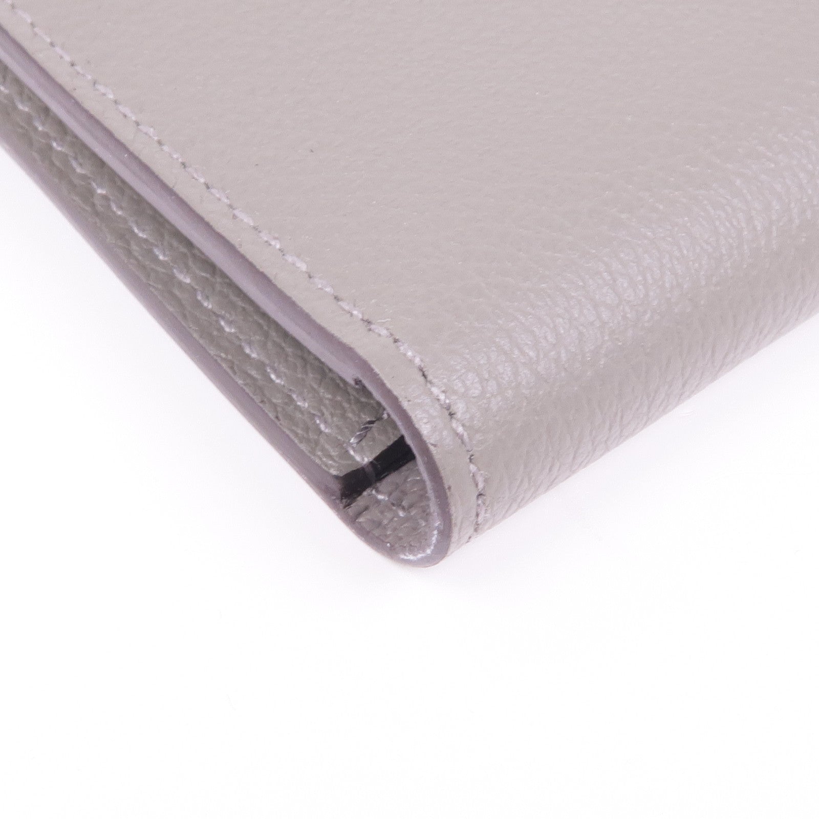 HERMES Evercolor皮革Porte-Cartes銀扣卡片套Gris Meyer
