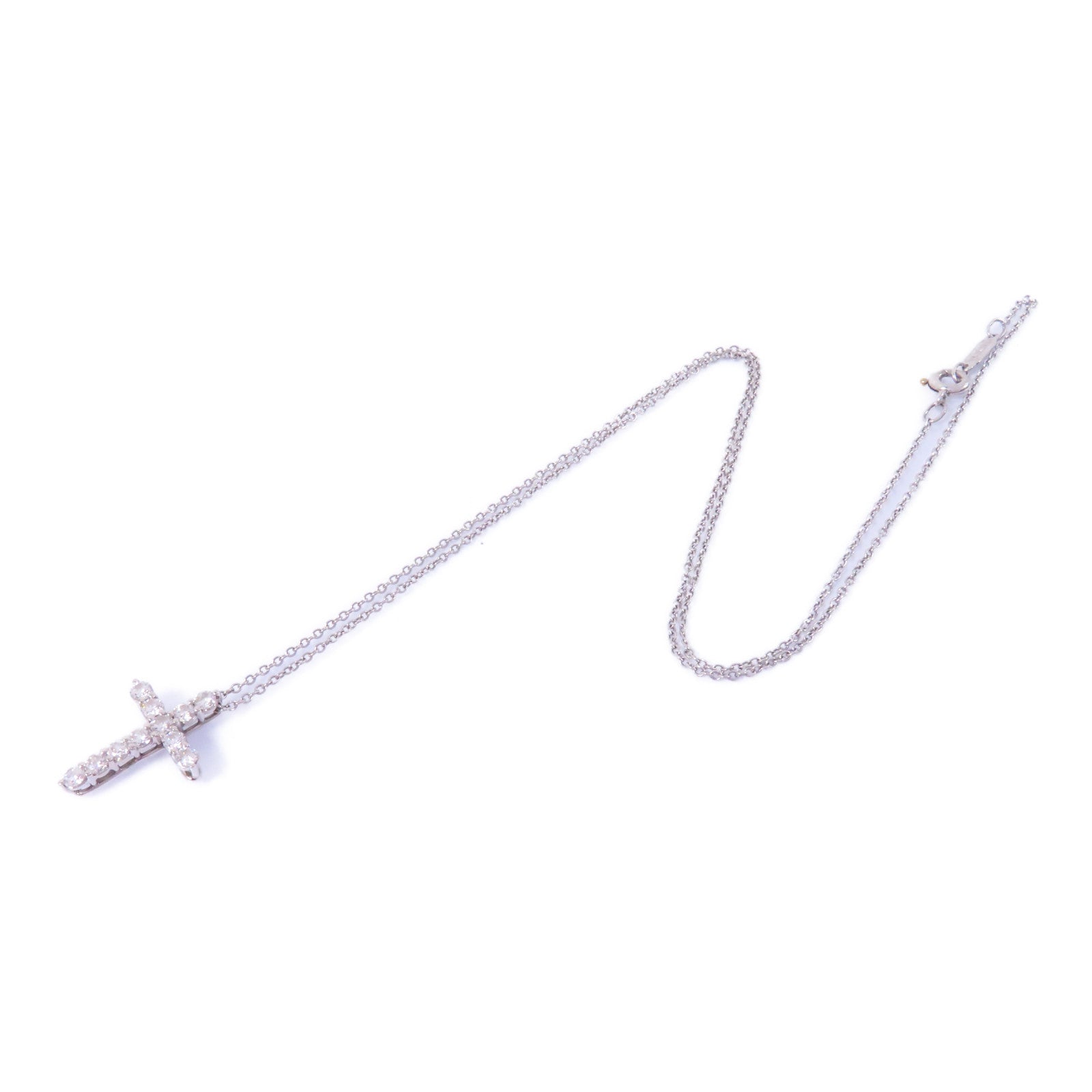 TIFFANY＆CO PT950鉑金Diamond Cross Necklace鑽石項鍊