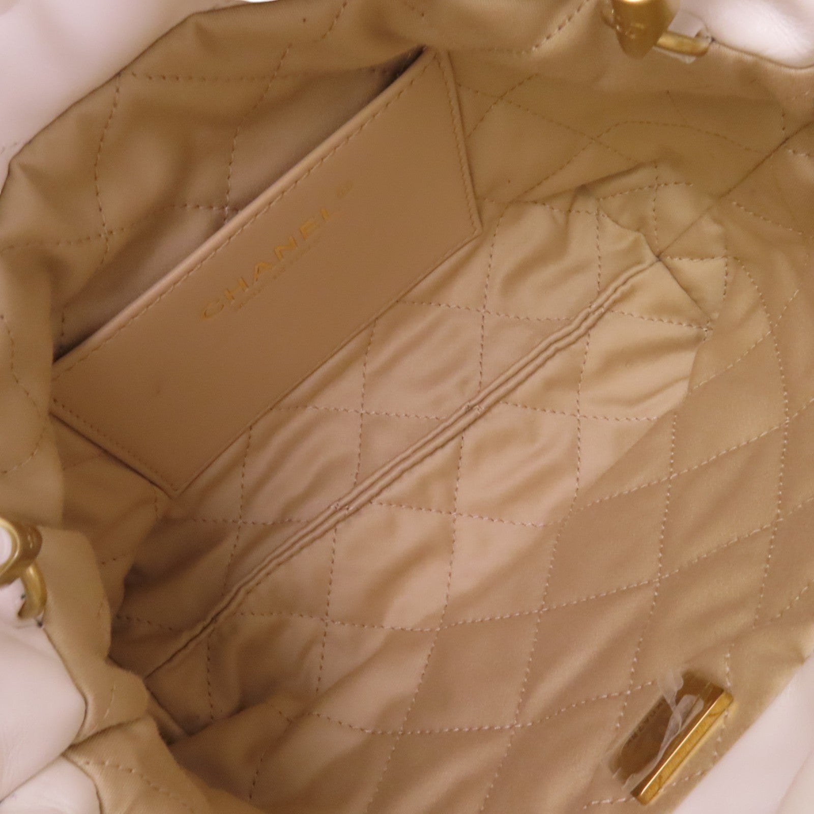 CHANEL 牛皮皮革Mini 22金扣鏈帶手挽肩背兩用袋