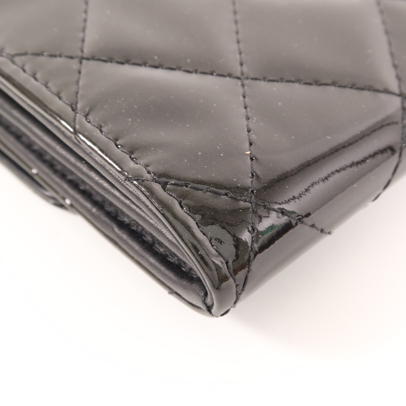 CHANEL 漆皮皮革Long Wallet銀扣長錢包