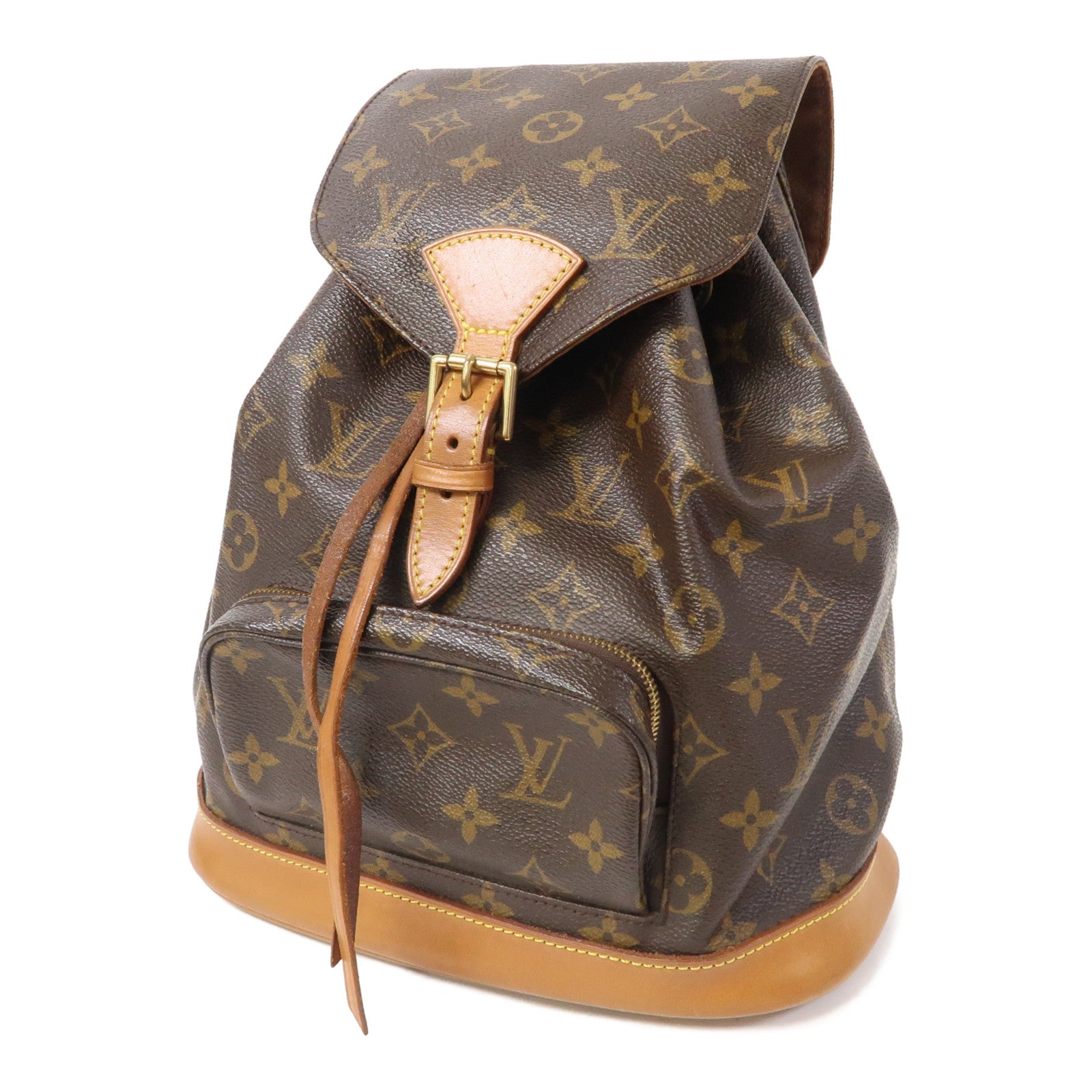 LOUIS VUITTON Monogram Montsouris MM 金扣背包啡色