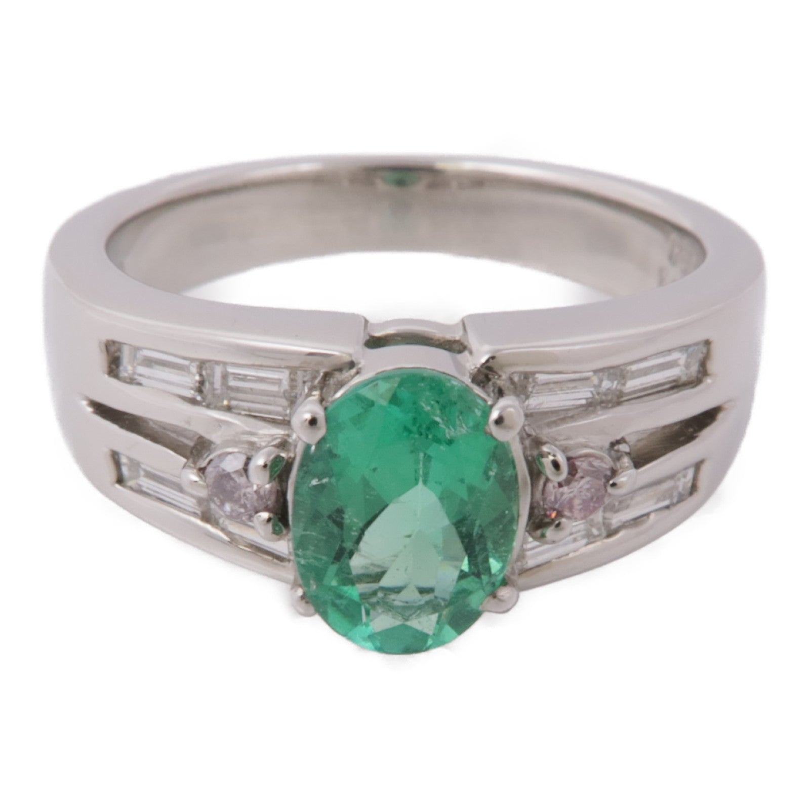 JEWELRY 【激減優惠】PT900鉑金Emerald/Diamond Ring綠寶石/鑽石戒指US#6.5
