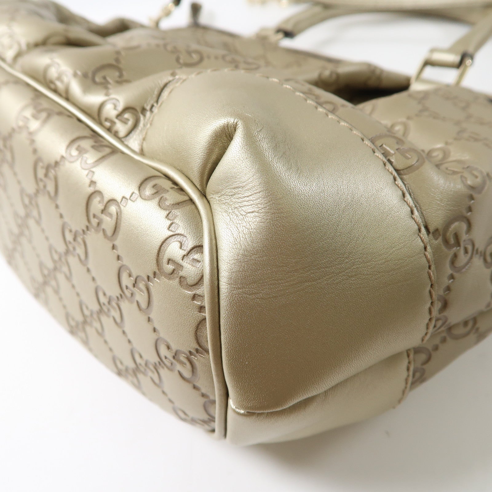 GUCCI 牛皮皮革2 Way Shoulder金扣手挽肩背兩用袋金色