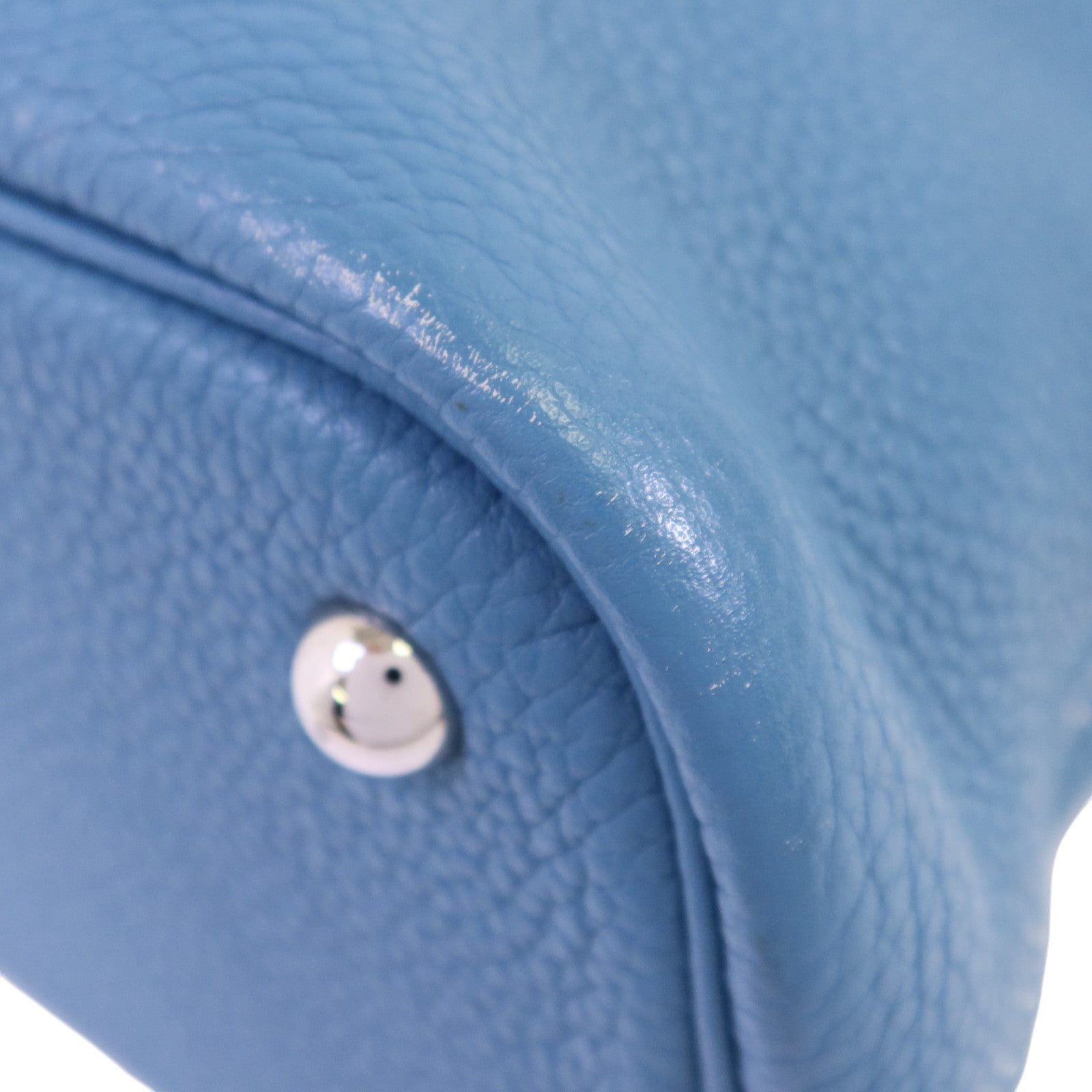 HERMES Clemence皮革Bolide 31銀扣手挽肩背兩用袋Bleu Jean