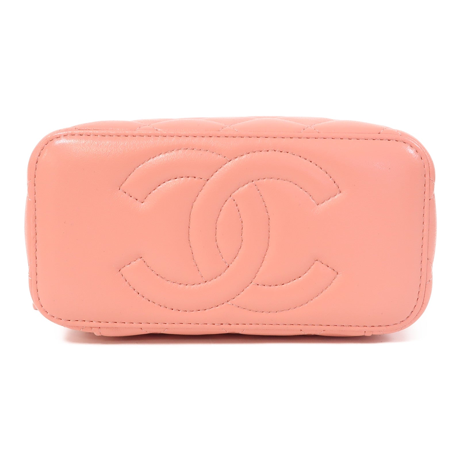 CHANEL 【激減優惠】菱格羊皮皮革Vanity Case金扣手挽肩背兩用袋粉紅色