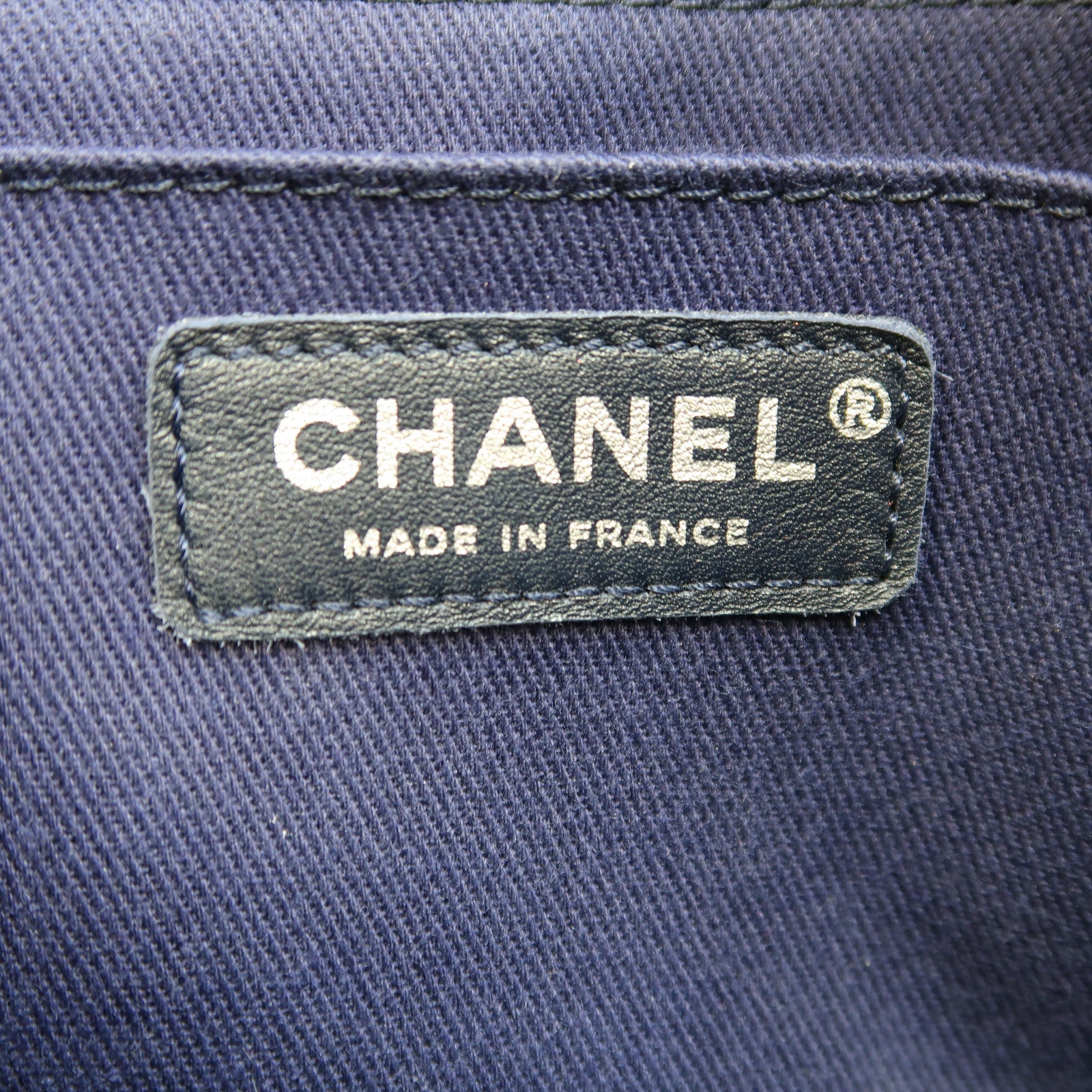 CHANEL 菱格皮革2way Shoulder Bag銀扣鏈帶手挽肩背兩用袋深藍色