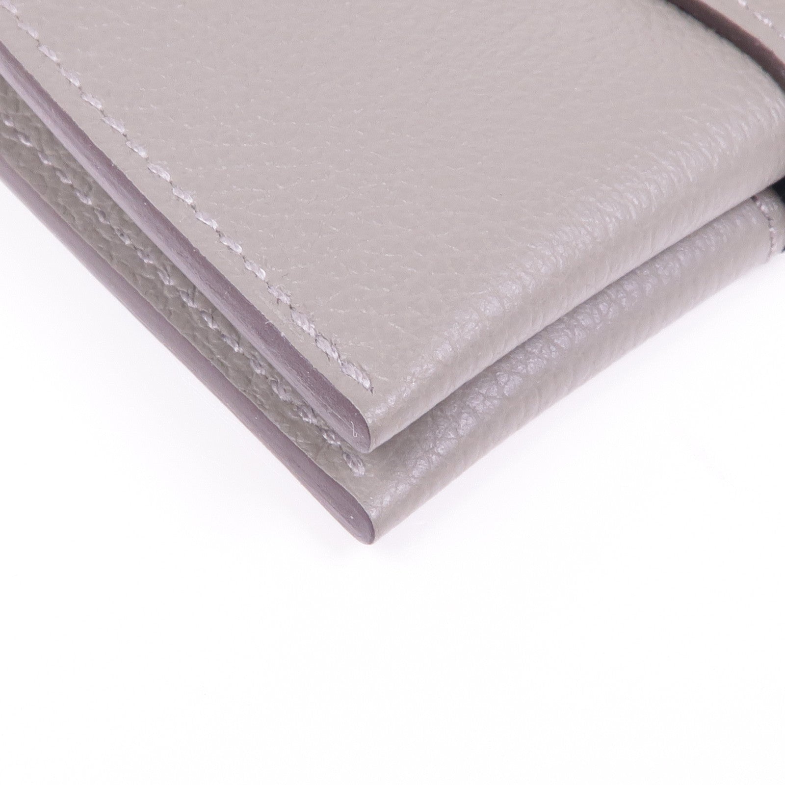 HERMES Evercolor皮革Porte-Cartes銀扣卡片套Gris Meyer