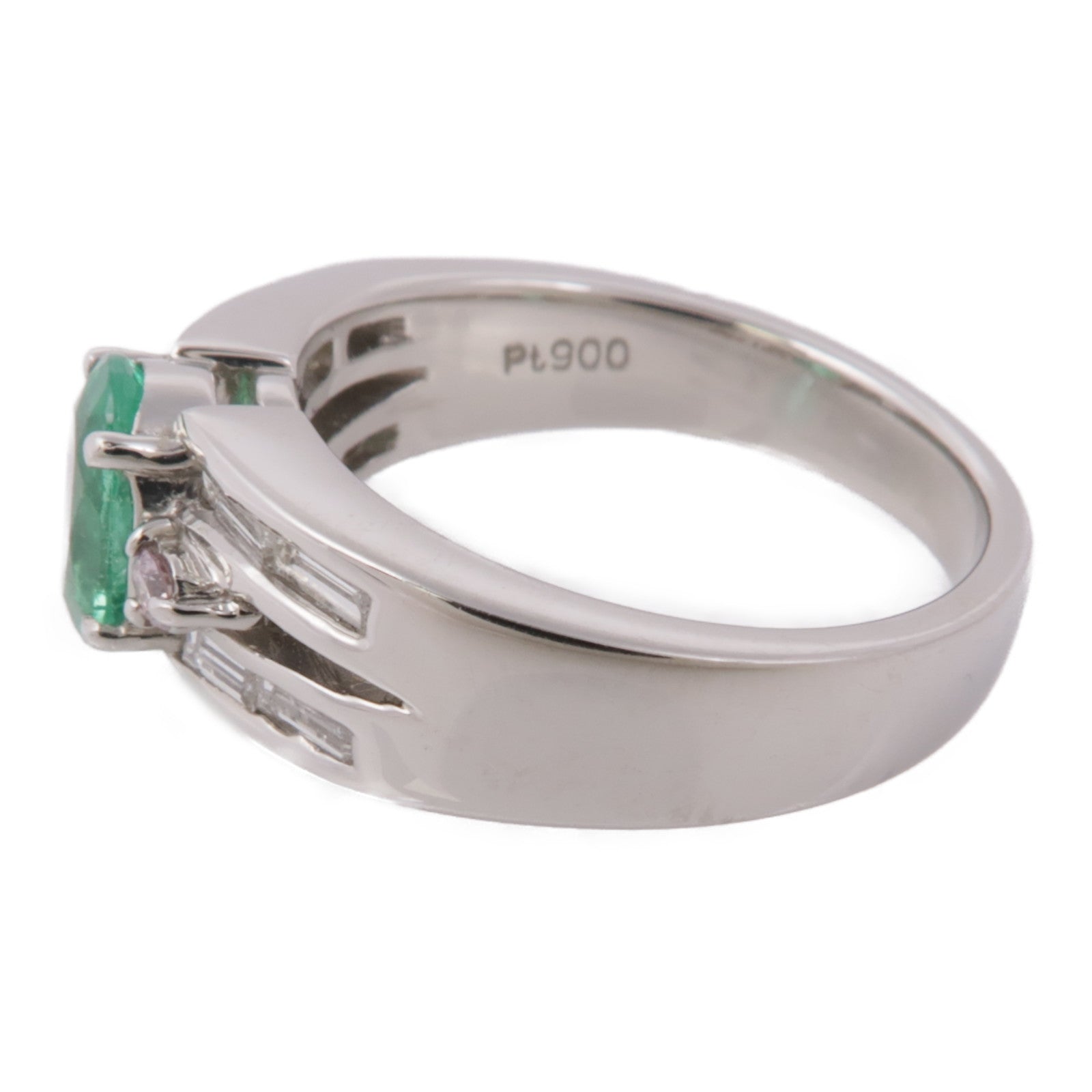 JEWELRY 【激減優惠】PT900鉑金Emerald/Diamond Ring綠寶石/鑽石戒指US#6.5