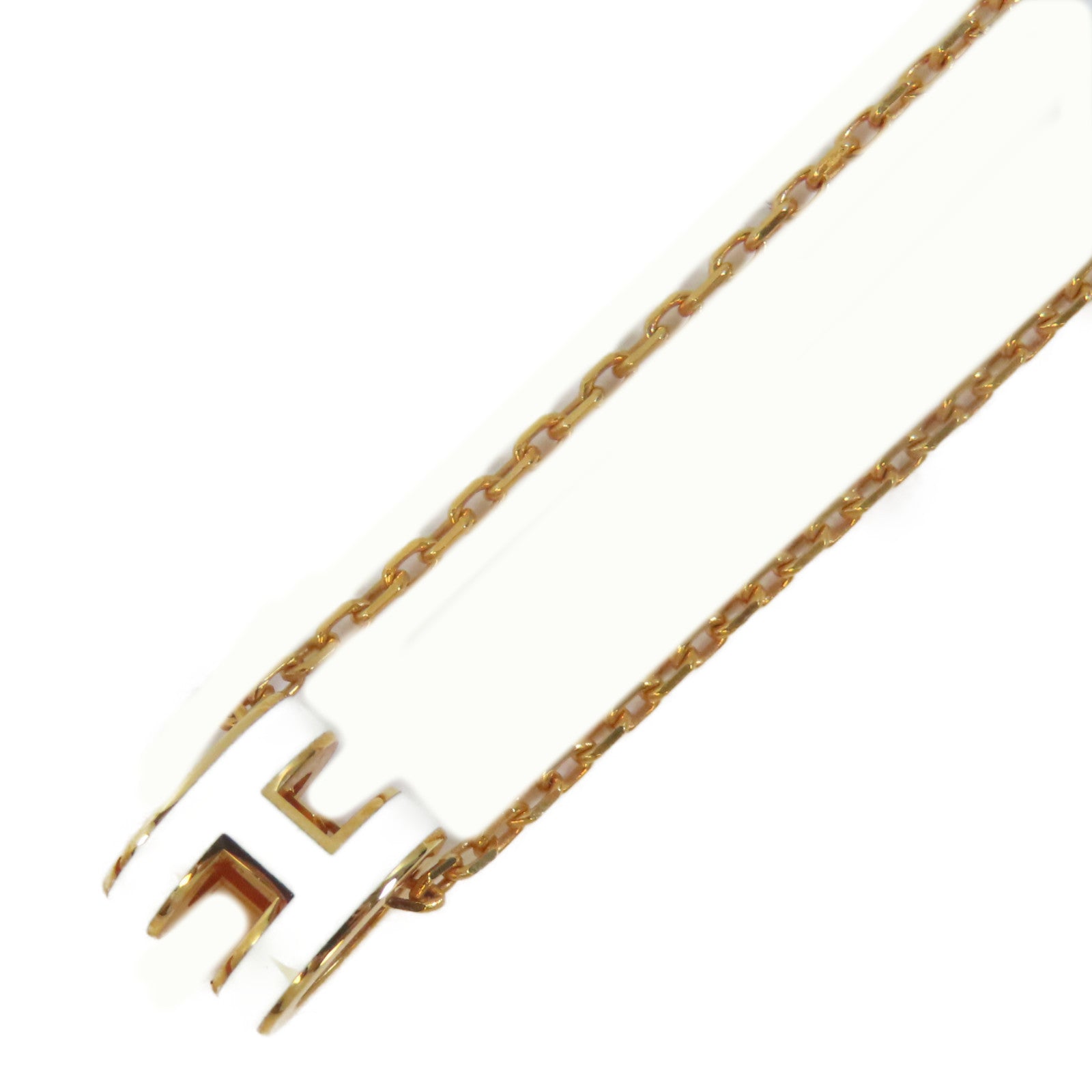 HERMES 金屬Pop H Pendant Necklace項鍊金色/白色#40cm