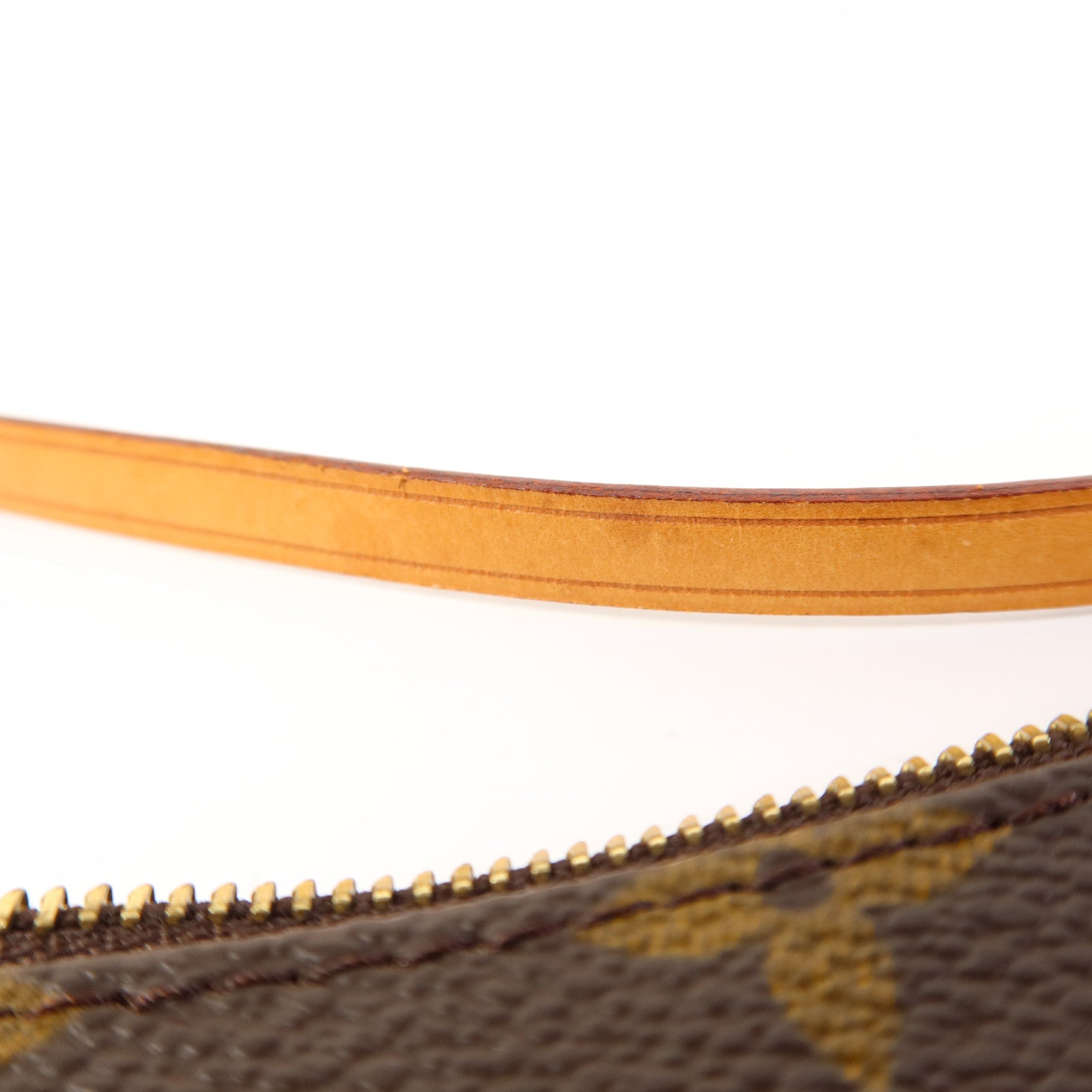 LOUIS VUITTON Monogram Pochette Accessoires金扣手挽袋棕色