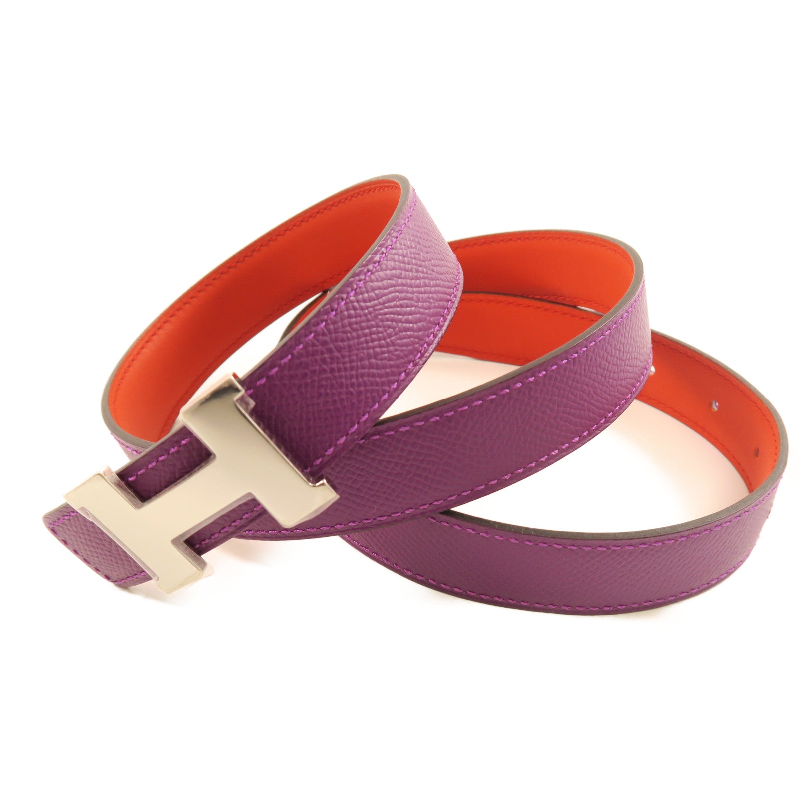 HERMES Swift皮革/Epsom皮革Belt皮帶Red/Purple