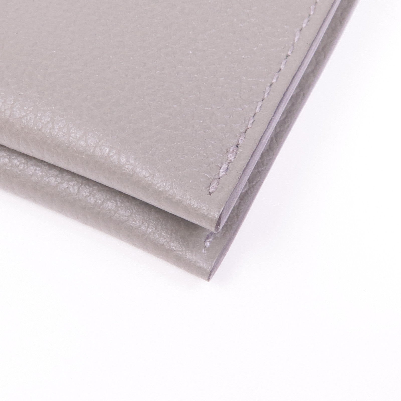 HERMES Evercolor皮革Porte-Cartes銀扣卡片套Gris Meyer