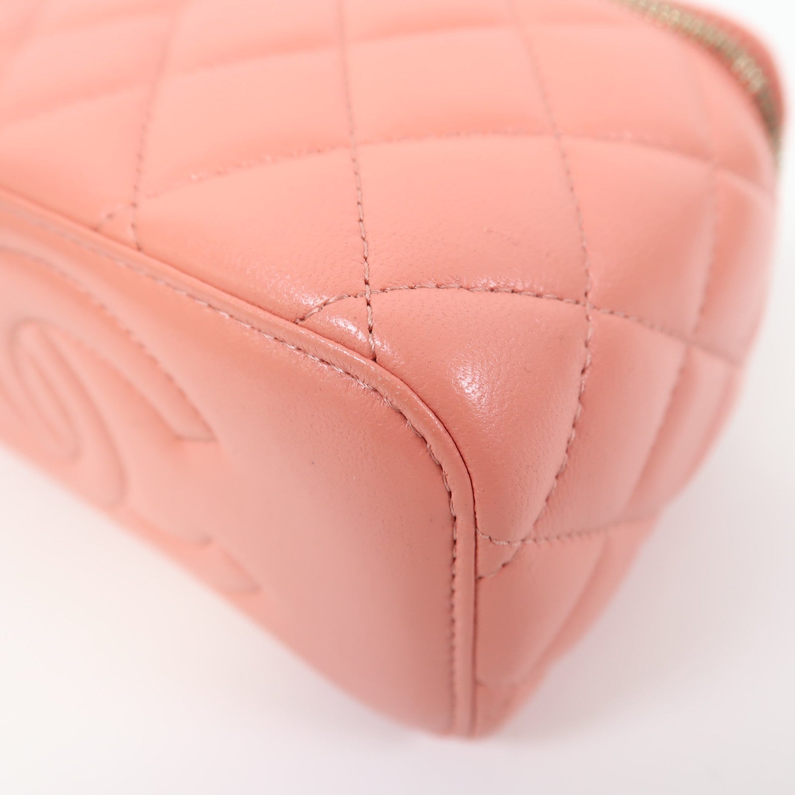 CHANEL 【激減優惠】菱格羊皮皮革Vanity Case金扣手挽肩背兩用袋粉紅色