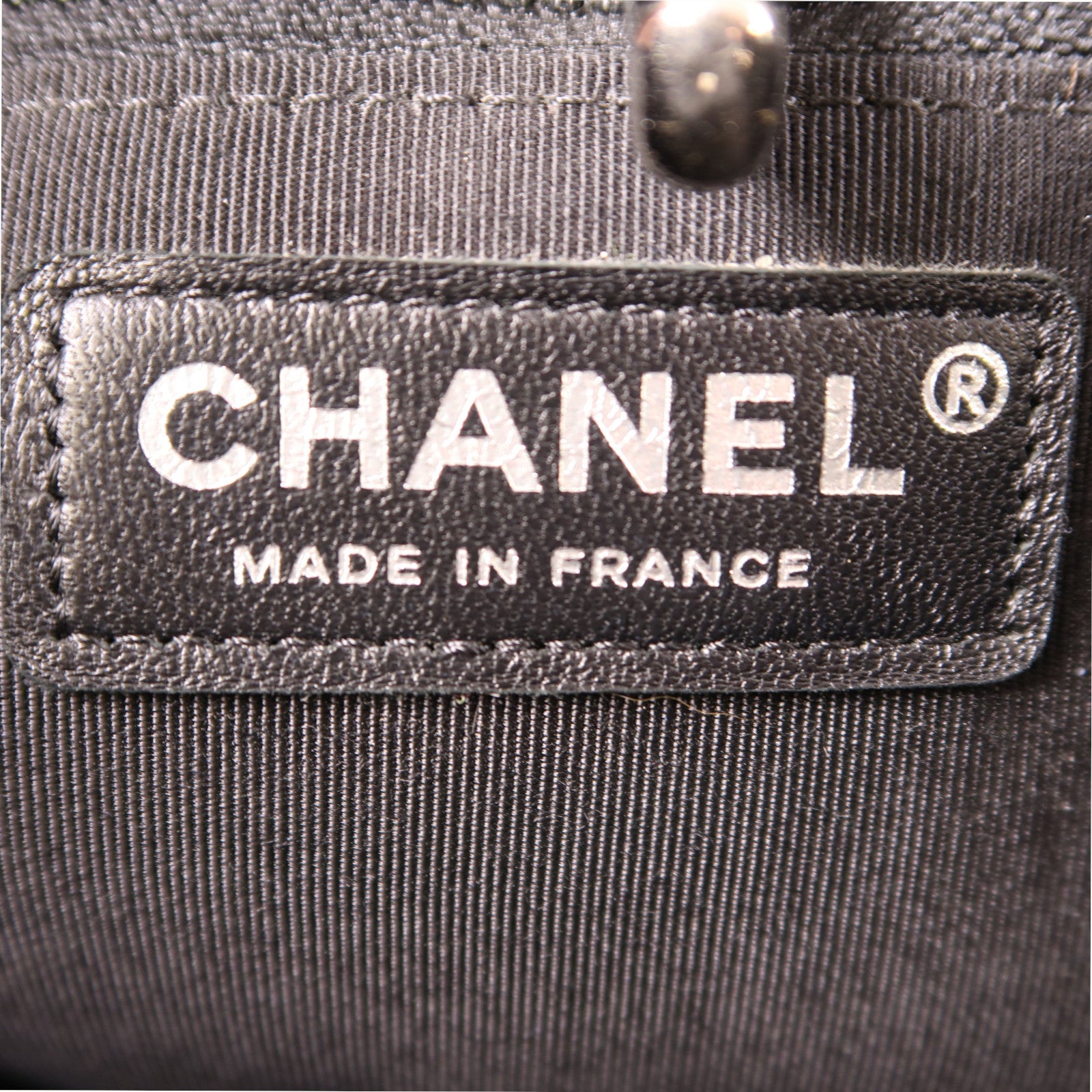 CHANEL 菱格牛皮皮革Tote Bag銀扣鏈帶肩背袋黑色