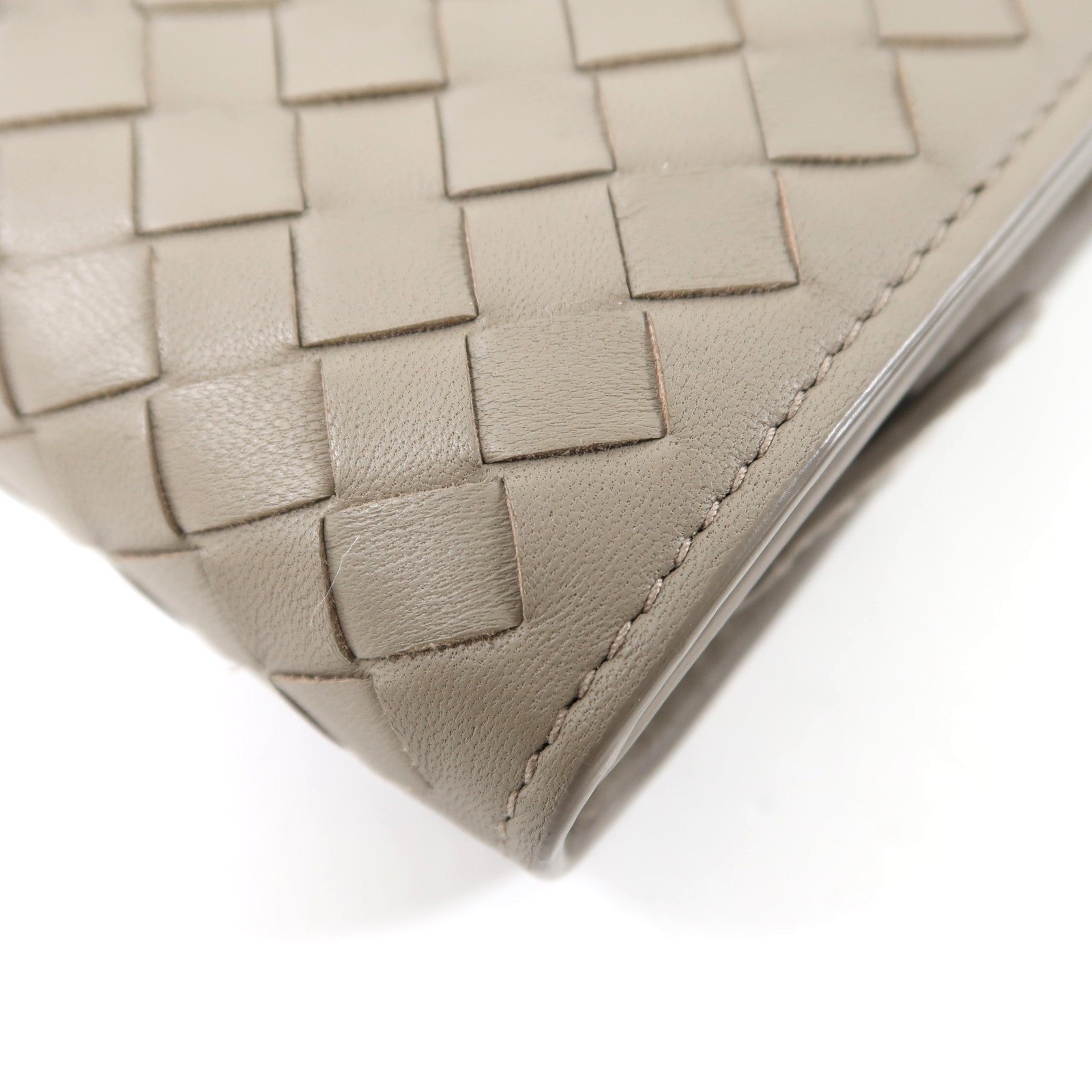 BOTTEGA VENETA 羊皮皮革Wallet銀扣錢包灰色