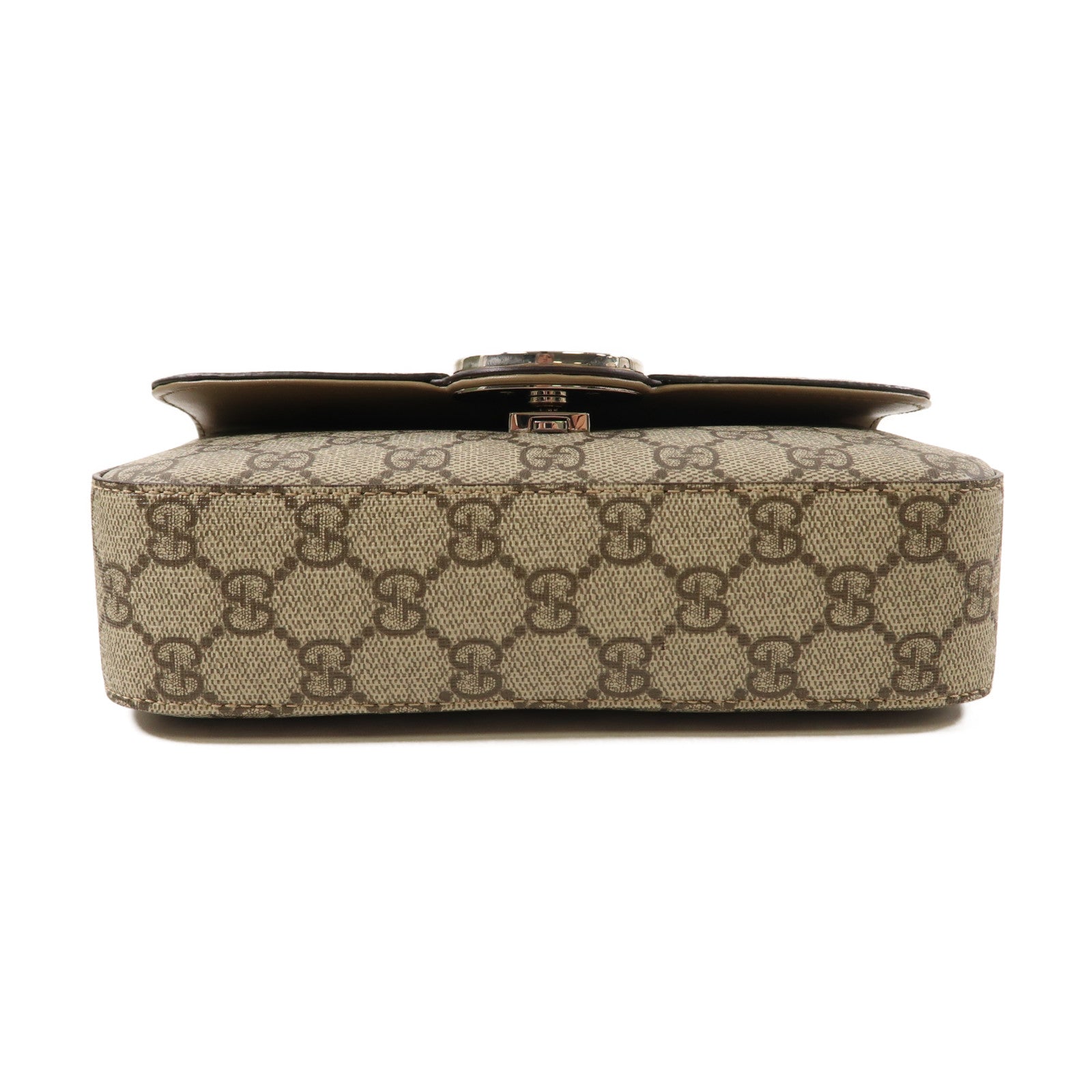 GUCCI 塗層帆布Mini Petite GG銀扣手挽肩背兩用袋啡色