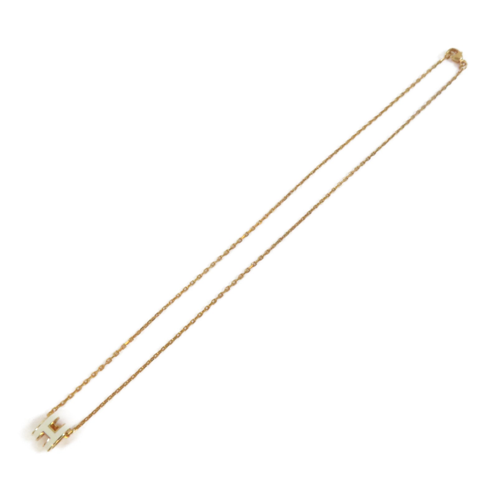 HERMES 金屬Pop H Pendant Necklace項鍊金色/白色#40cm