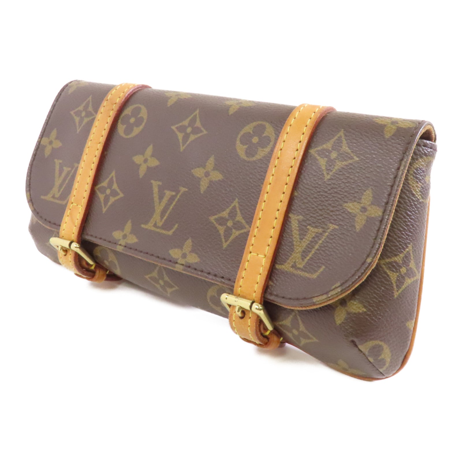 LOUIS VUITTON Monogram Pochette Marelle金扣腰包啡色