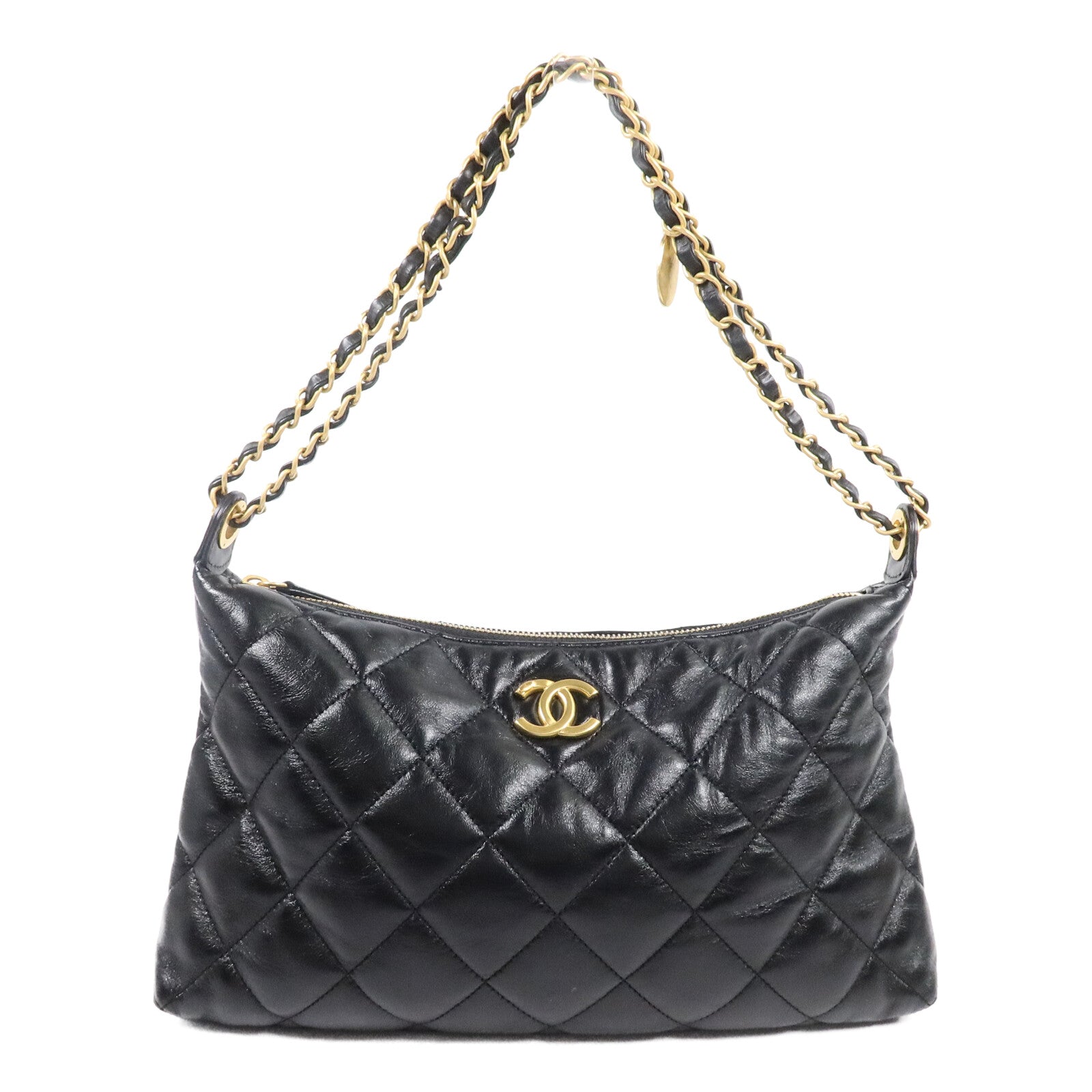 CHANEL 羊皮皮革Hobo Bag鏈帶肩背袋