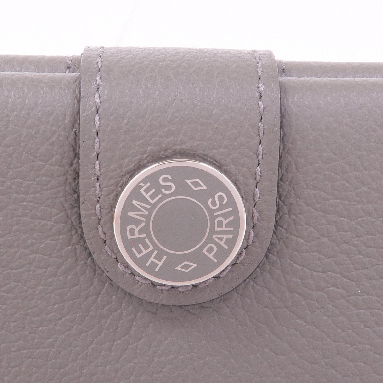 HERMES Evercolor皮革Porte-Cartes銀扣卡片套Gris Meyer