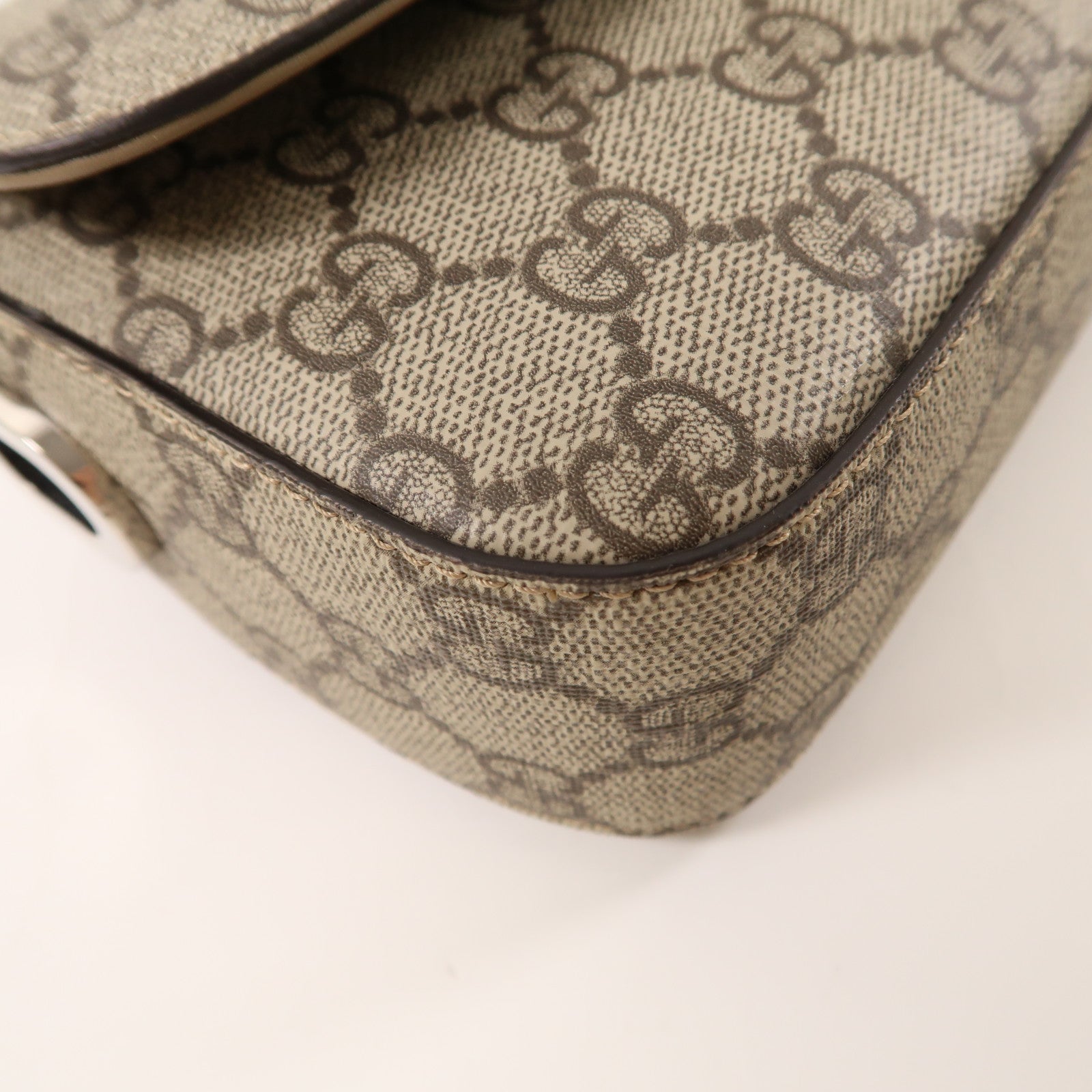 GUCCI 塗層帆布Mini Petite GG銀扣手挽肩背兩用袋啡色