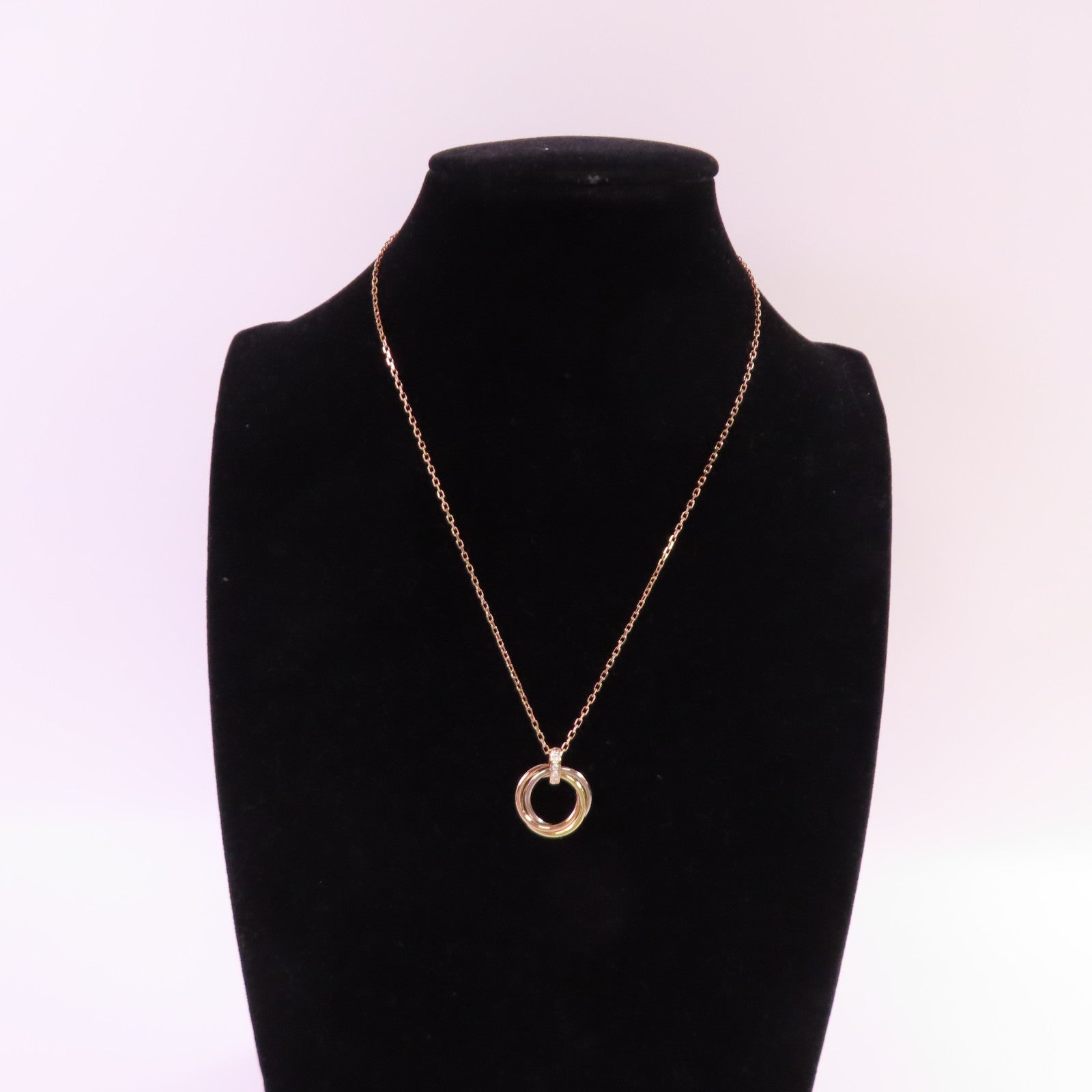CARTIER 18K玫瑰金/黃金/白金/鑽石Trinity Diamond Necklace金扣項鏈