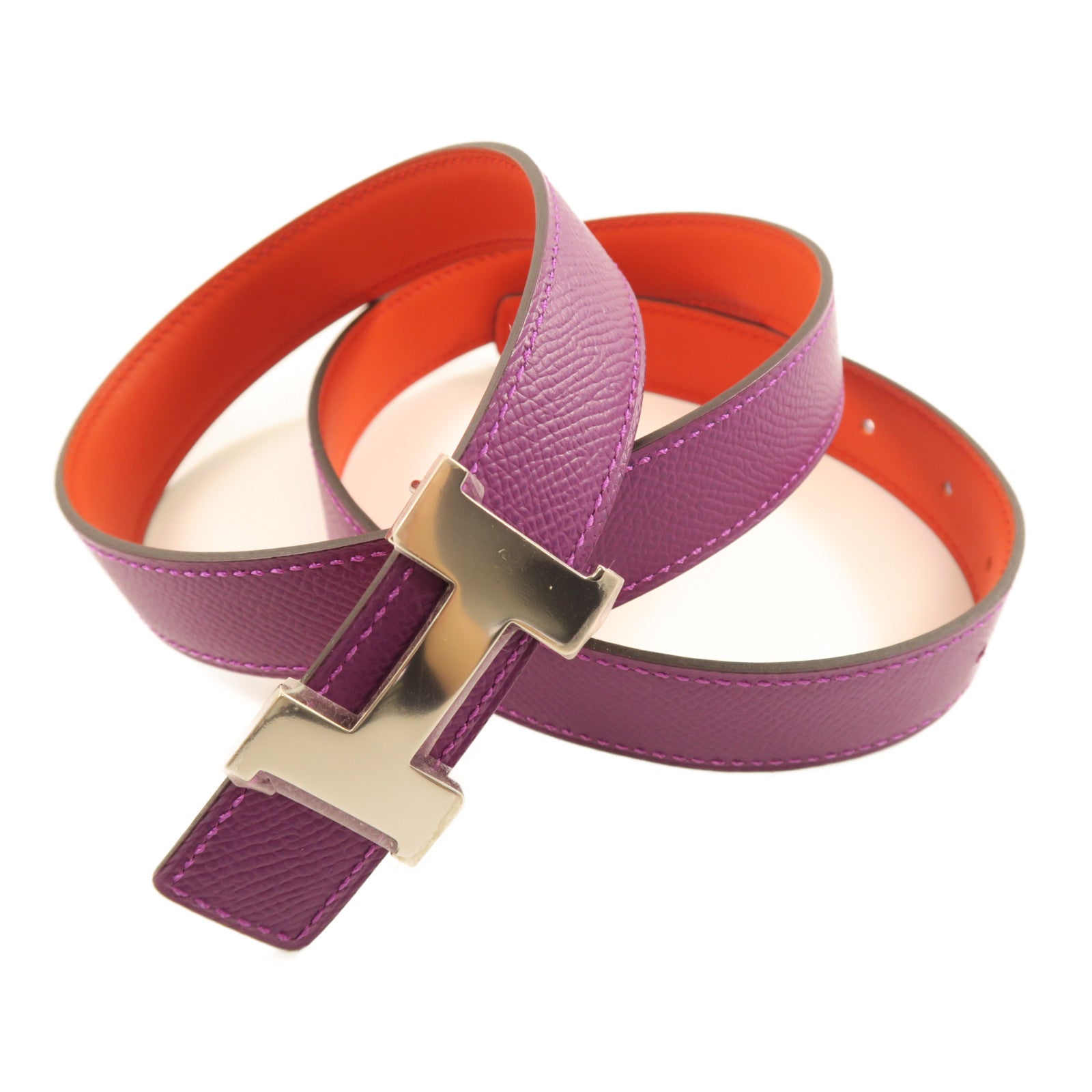 HERMES Swift皮革/Epsom皮革Belt皮帶Red/Purple