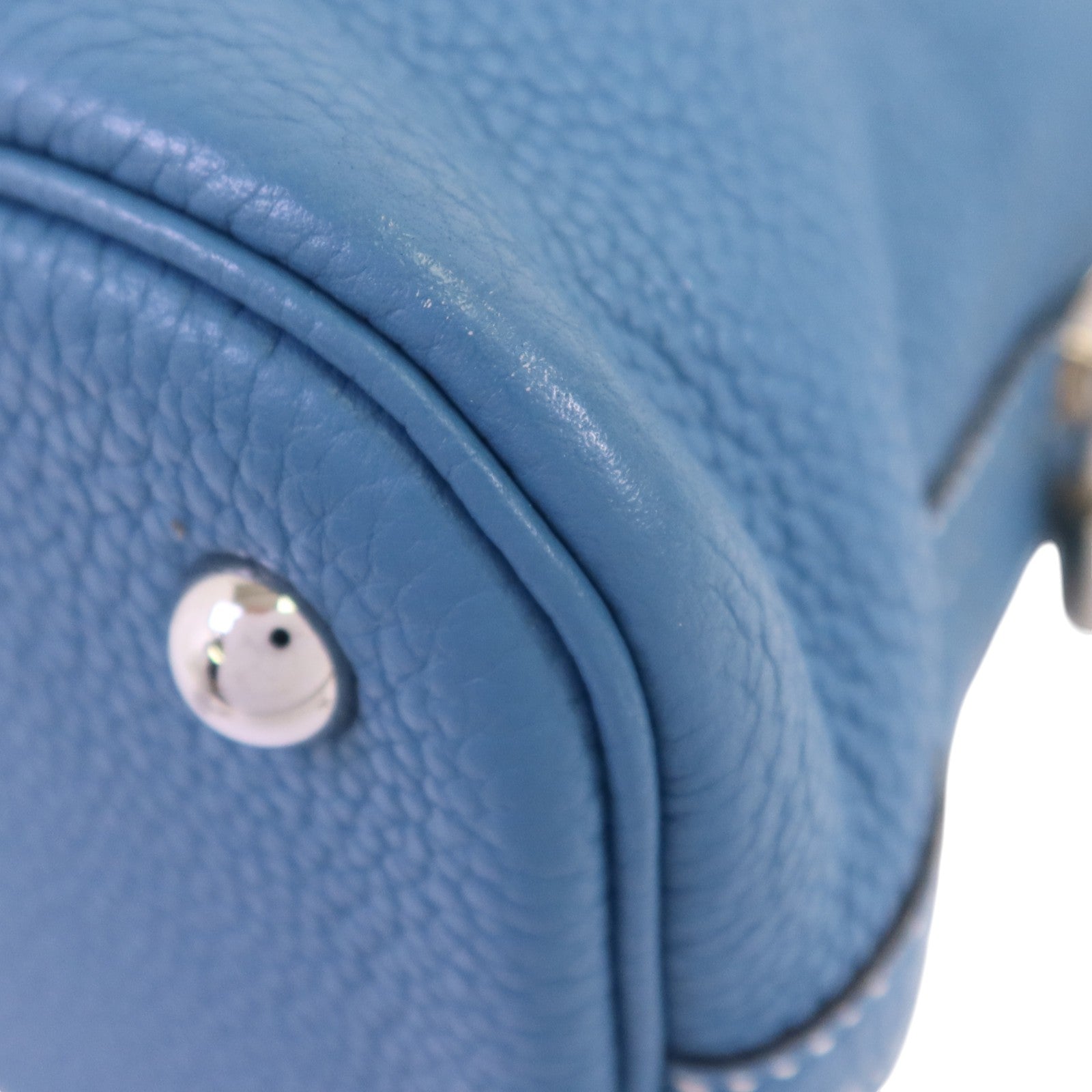 HERMES Clemence皮革Bolide 31銀扣手挽肩背兩用袋Bleu Jean