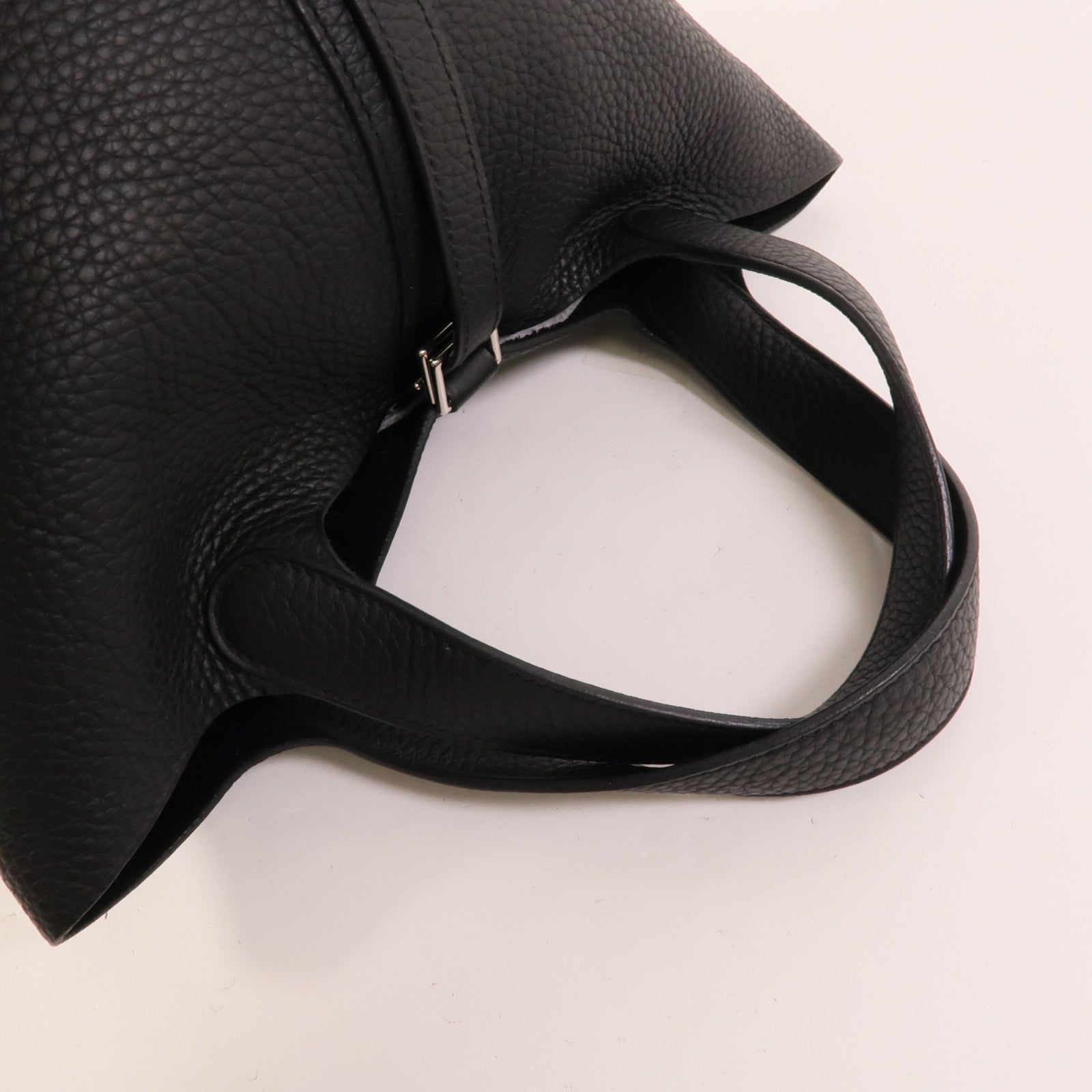 HERMES Clemence皮革Picotin PM手挽袋Noir