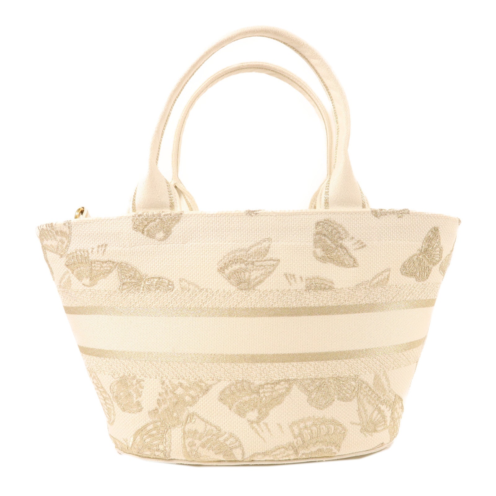 Dior 帆布Hat Basket Gradient Butterflies金扣手挽肩背兩用袋白色/金色