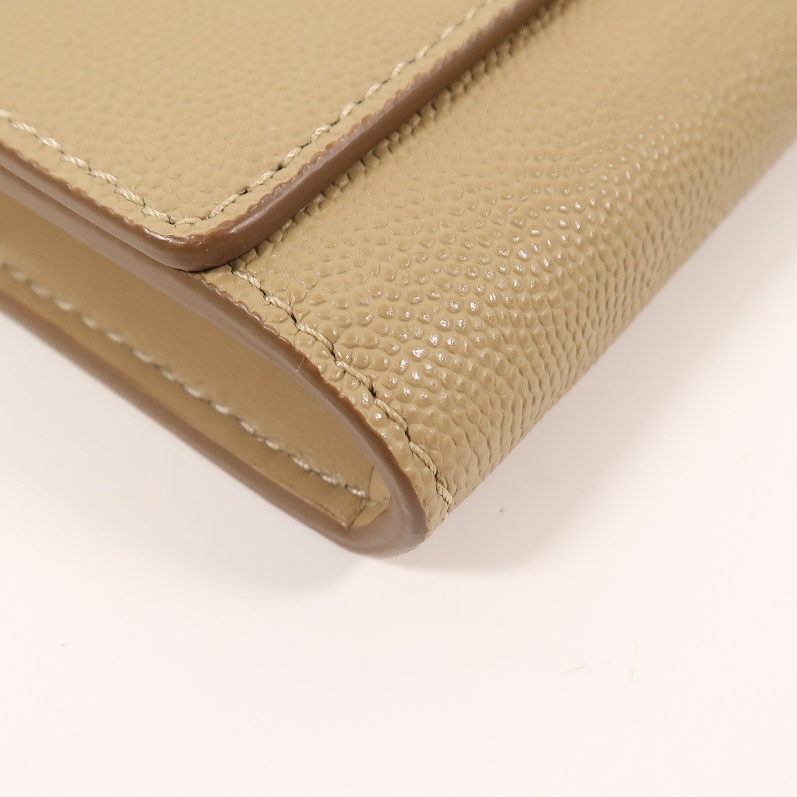 BURBERRY GHW Long Wallet Calfskin Leather Khaki