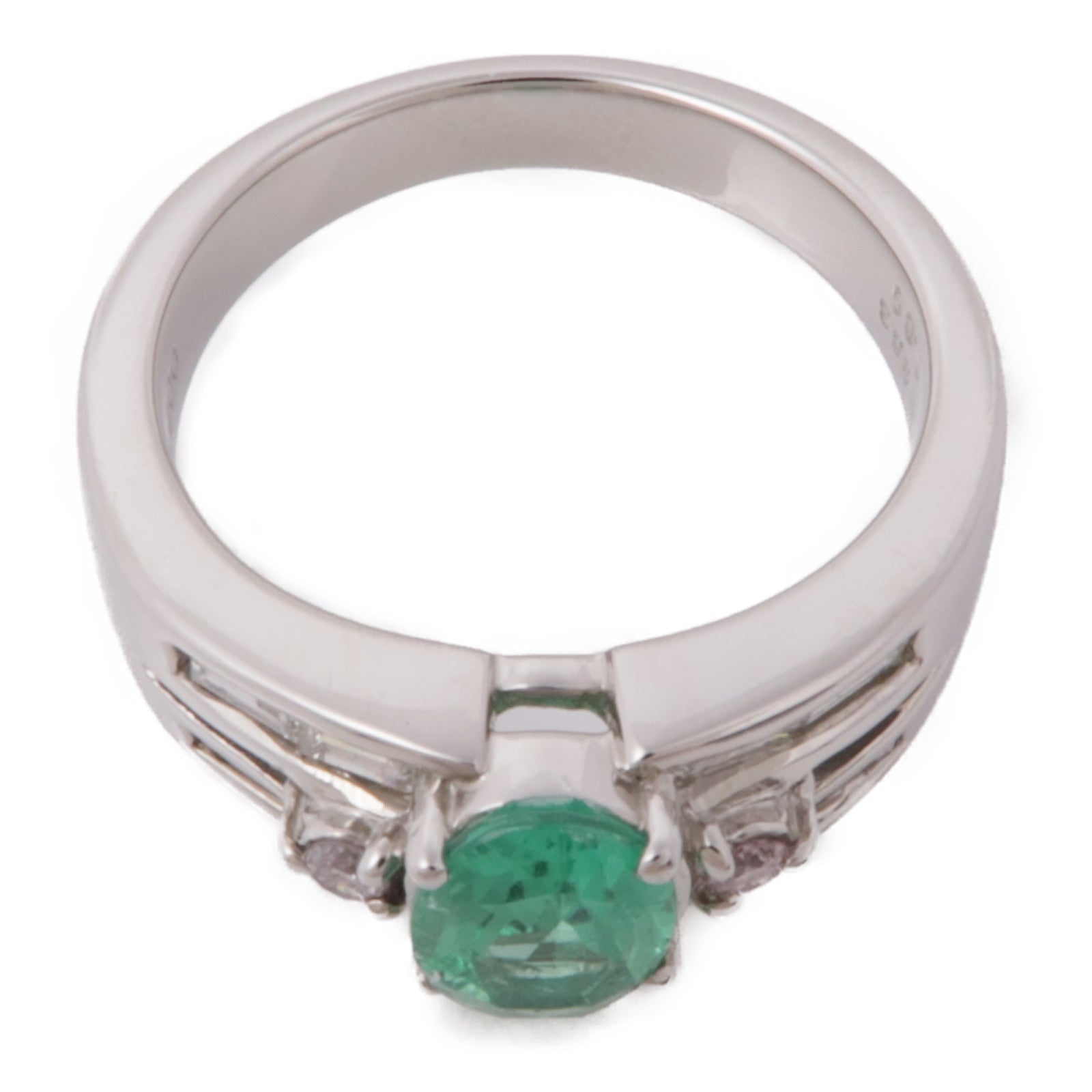 JEWELRY 【激減優惠】PT900鉑金Emerald/Diamond Ring綠寶石/鑽石戒指US#6.5
