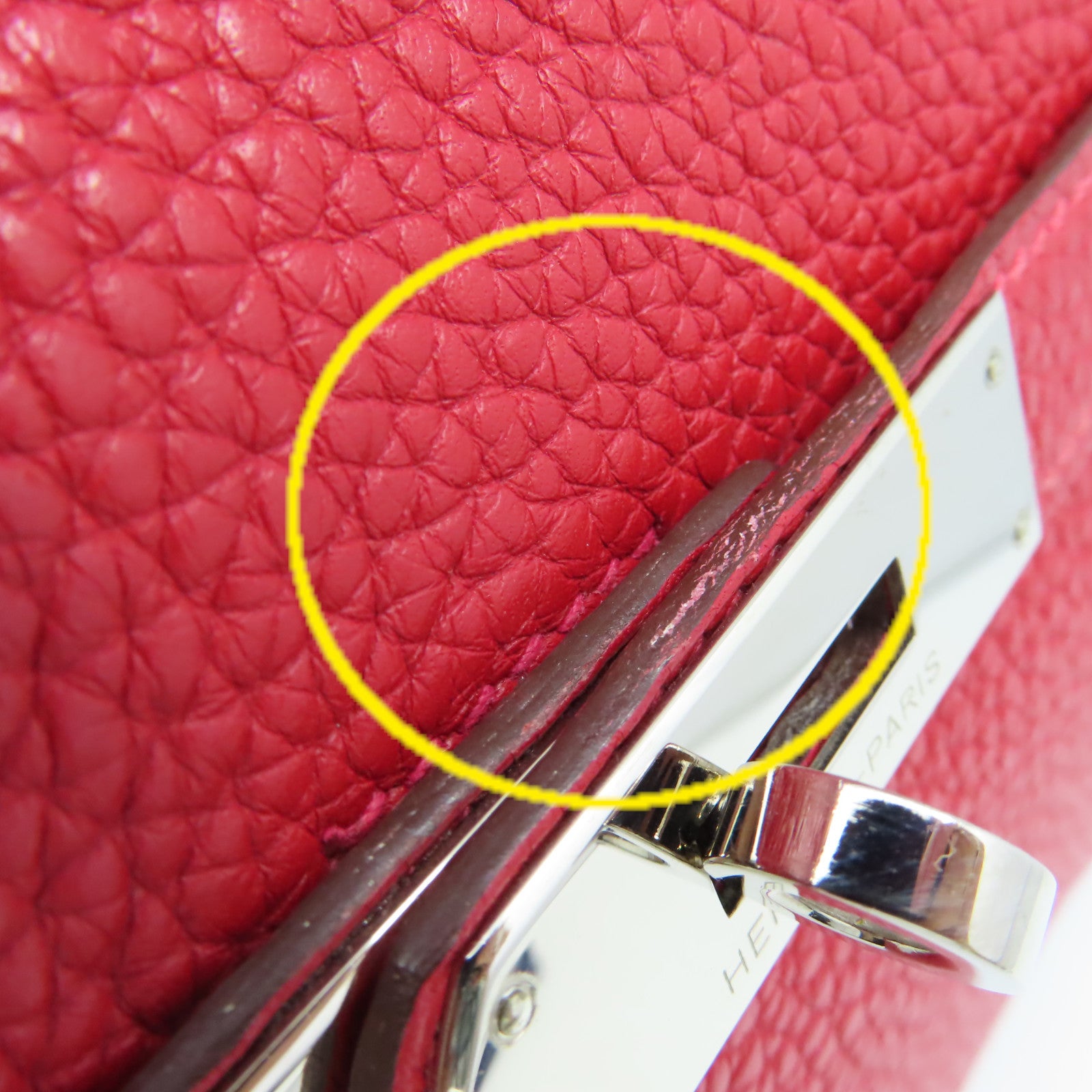 HERMES Clemence皮革Jypsiere 28 Shoulder Bag銀扣肩背袋Rouge Casaque卡薩克紅色