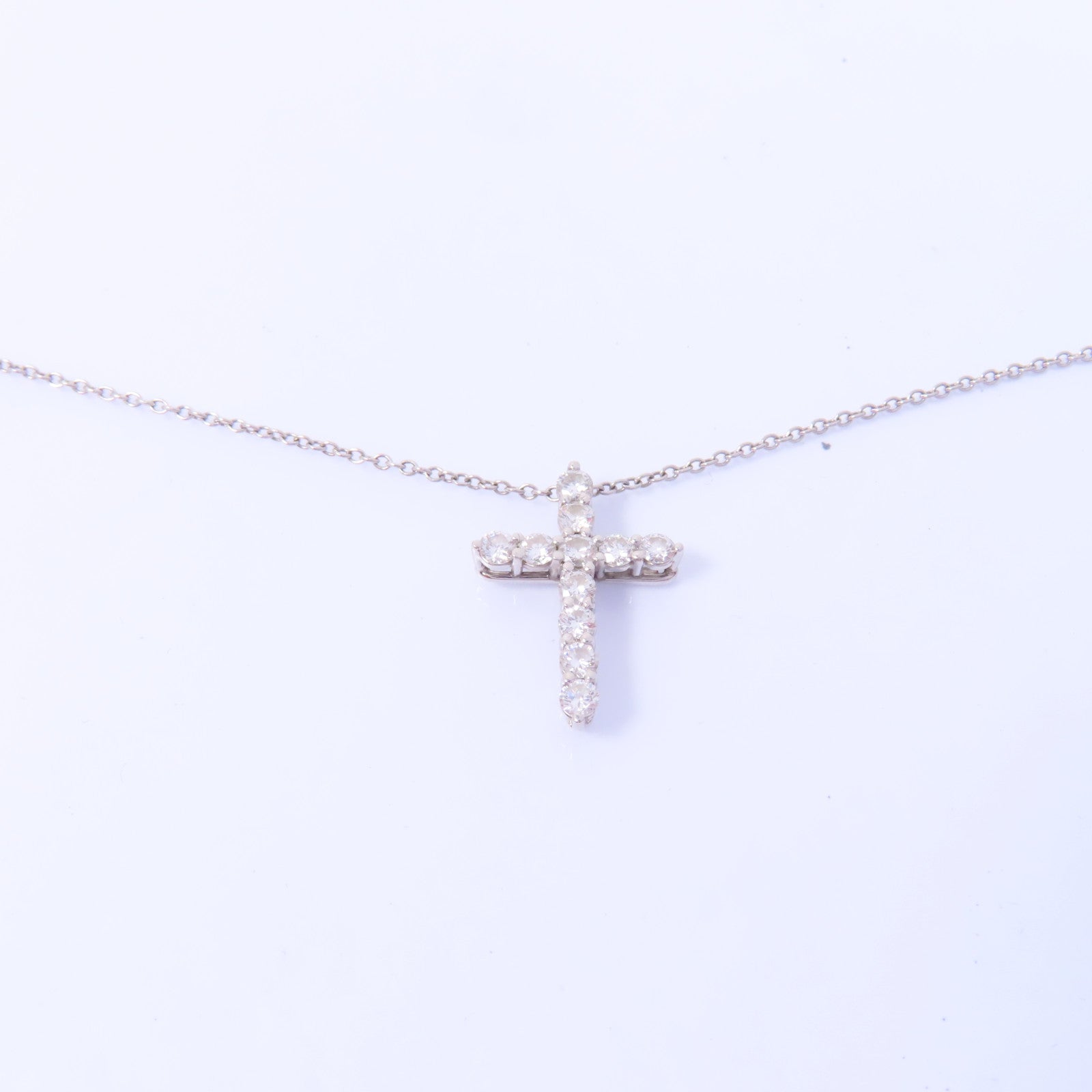 TIFFANY＆CO PT950鉑金Diamond Cross Necklace鑽石項鍊