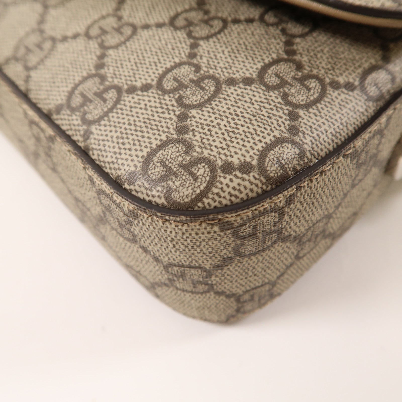 GUCCI 塗層帆布Mini Petite GG銀扣手挽肩背兩用袋啡色