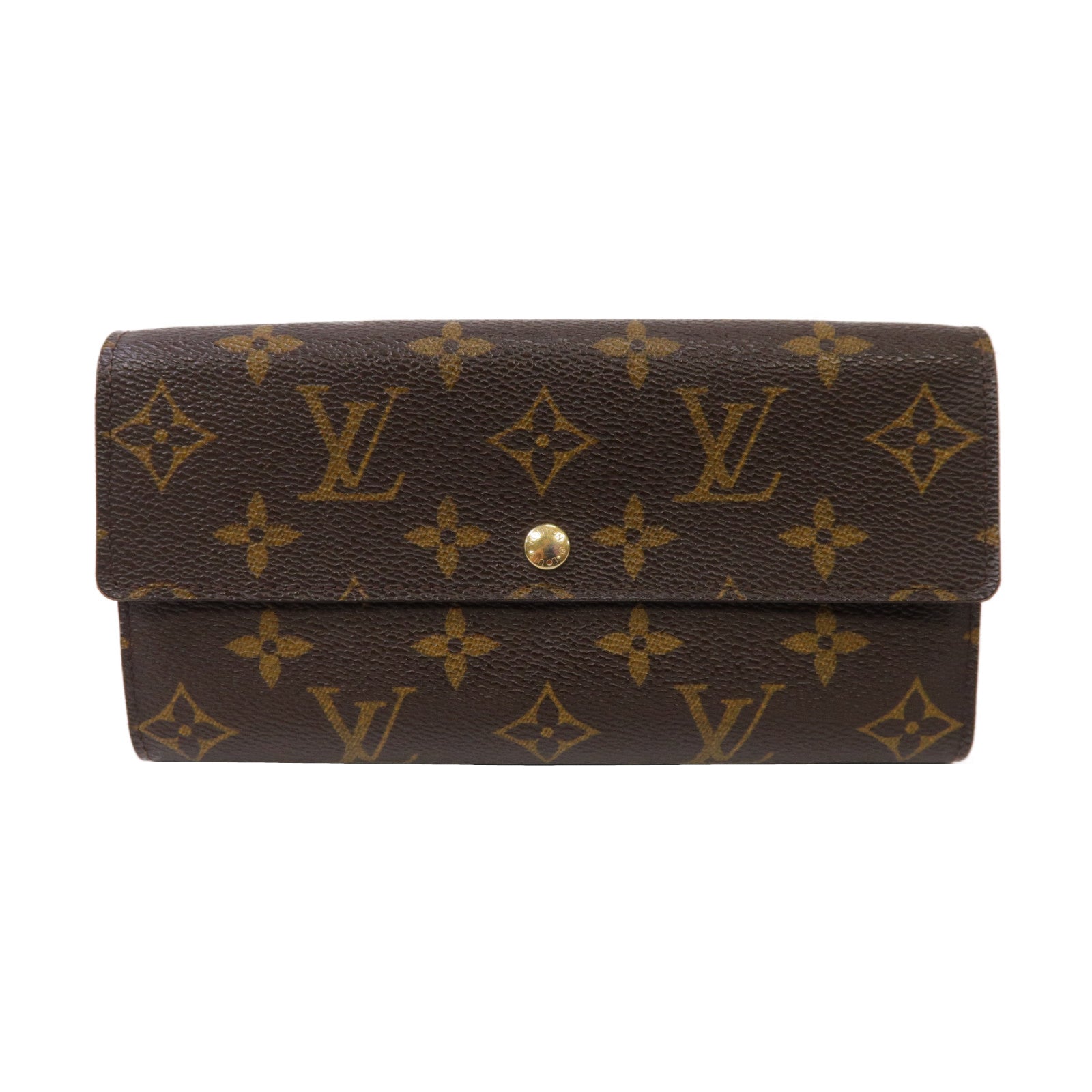 LOUIS VUITTON Monogram Portefeuille Sarah Wallet金扣折疊長錢包啡色