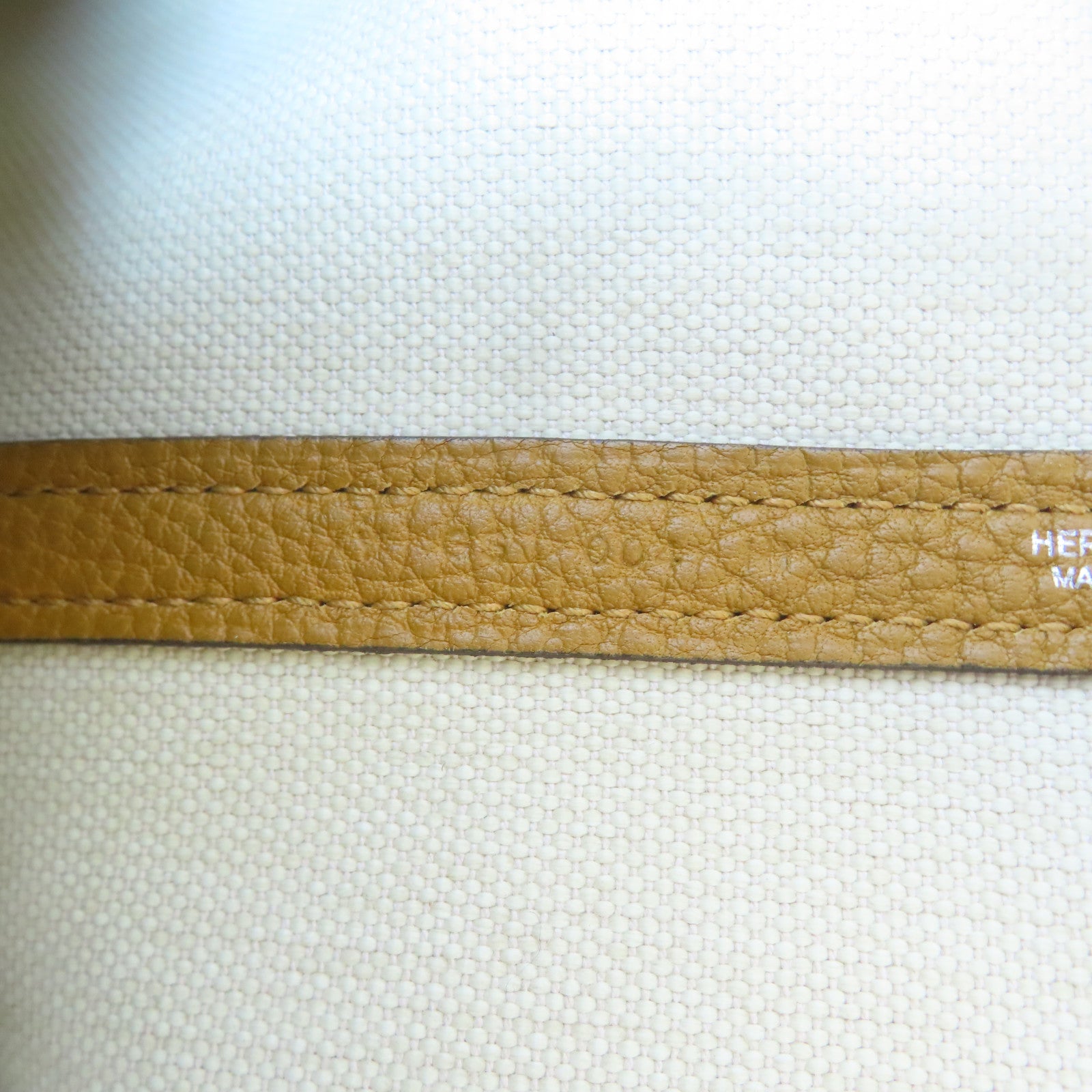 HERMES 帆布Garden File PM銀扣手挽肩背兩用袋Biscuit/米色/棕色