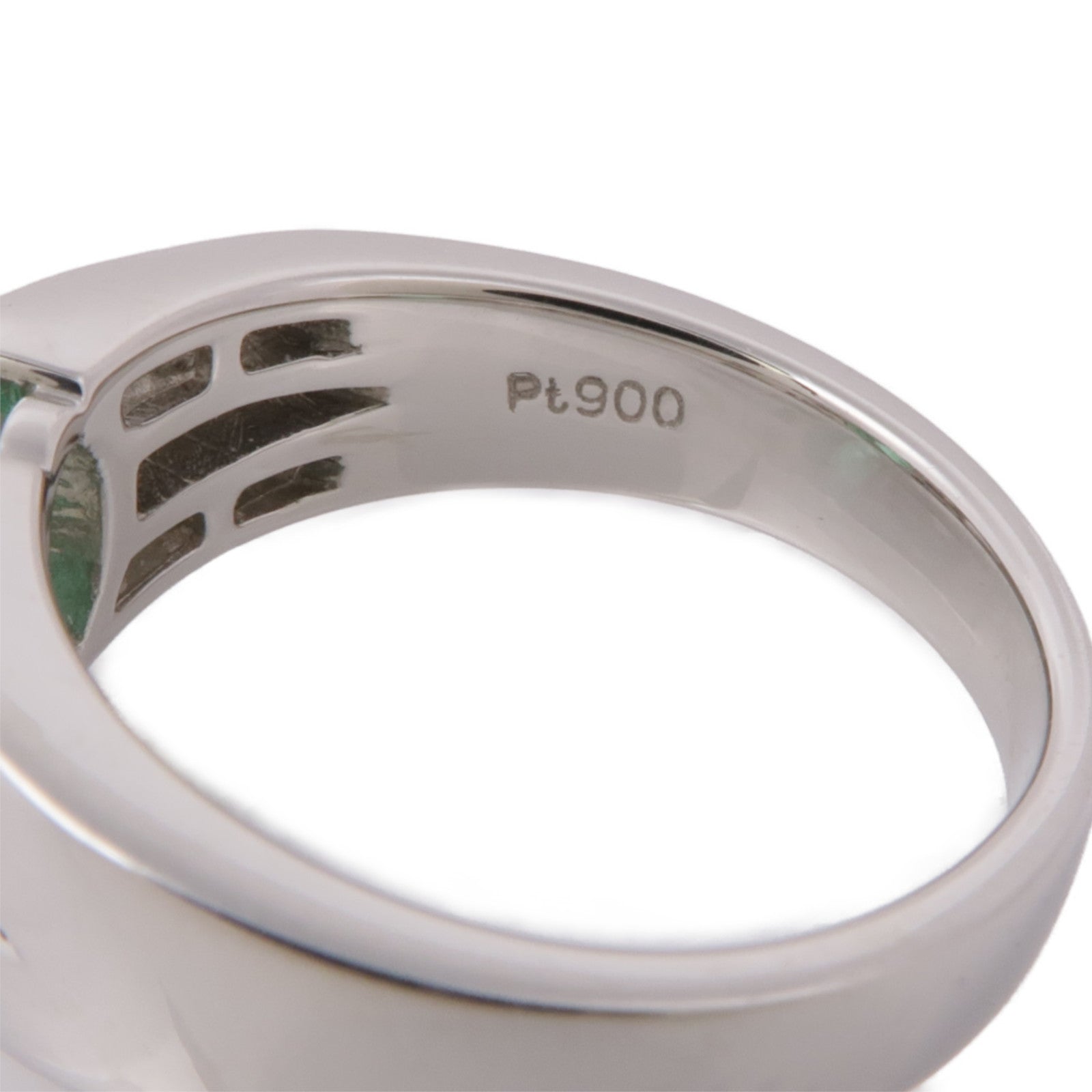 JEWELRY 【激減優惠】PT900鉑金Emerald/Diamond Ring綠寶石/鑽石戒指US#6.5