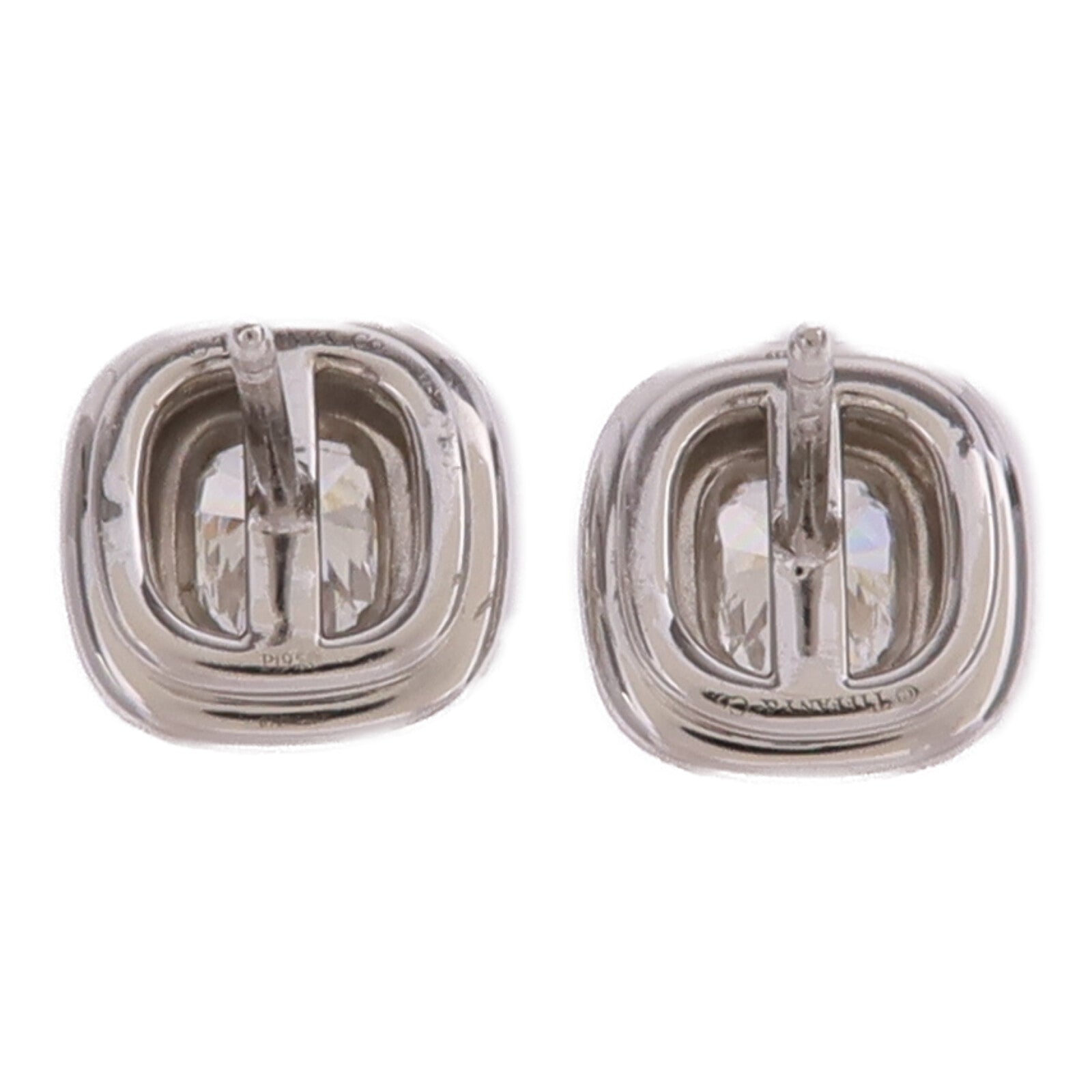 TIFFANY＆CO PT950鉑金Cushion Double Soleste Earrings鑽石耳環