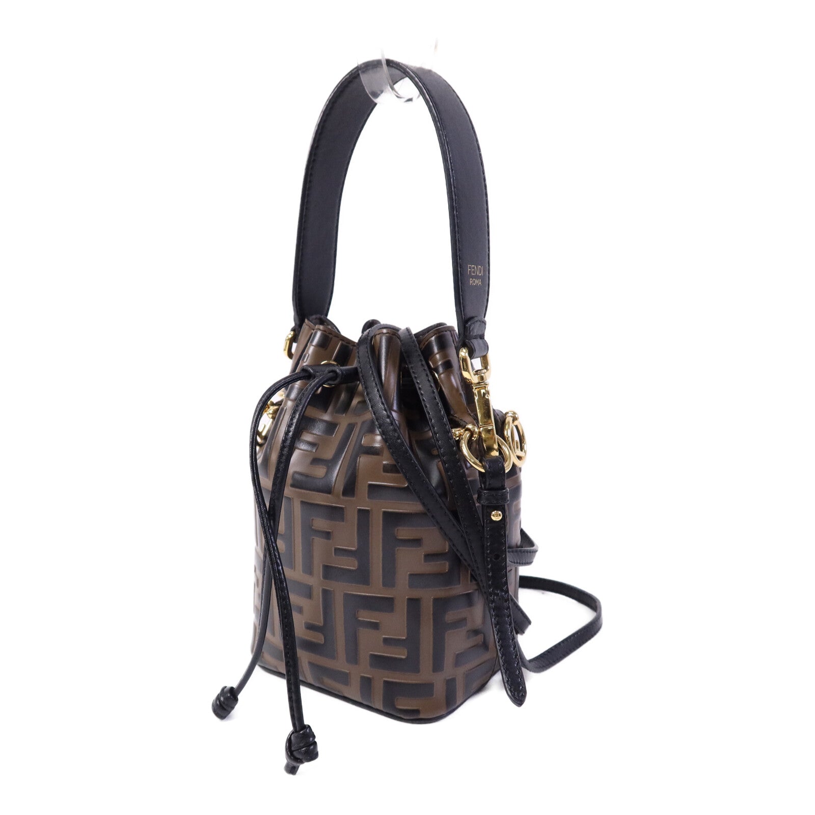 FENDI 牛皮皮革Mon Tresor Mini金扣手挽肩背兩用袋