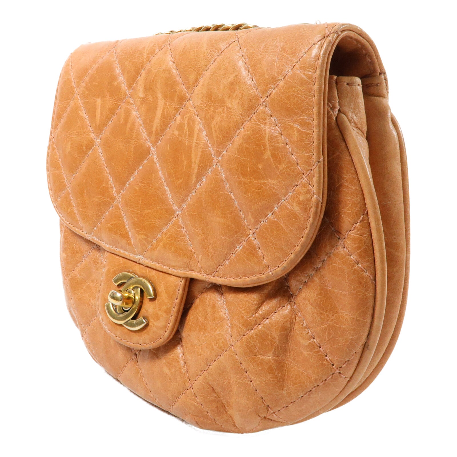 CHANEL 牛皮皮革Shoulder Bag金扣鏈帶肩背袋