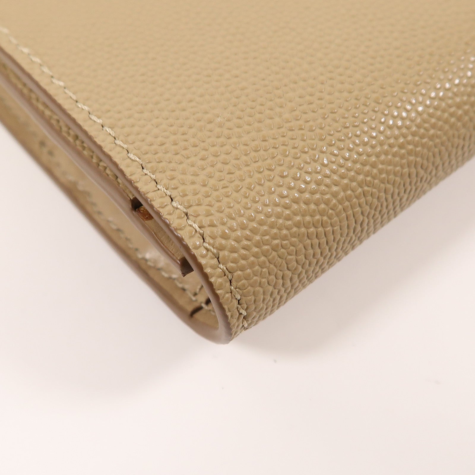 BURBERRY GHW Long Wallet Calfskin Leather Khaki