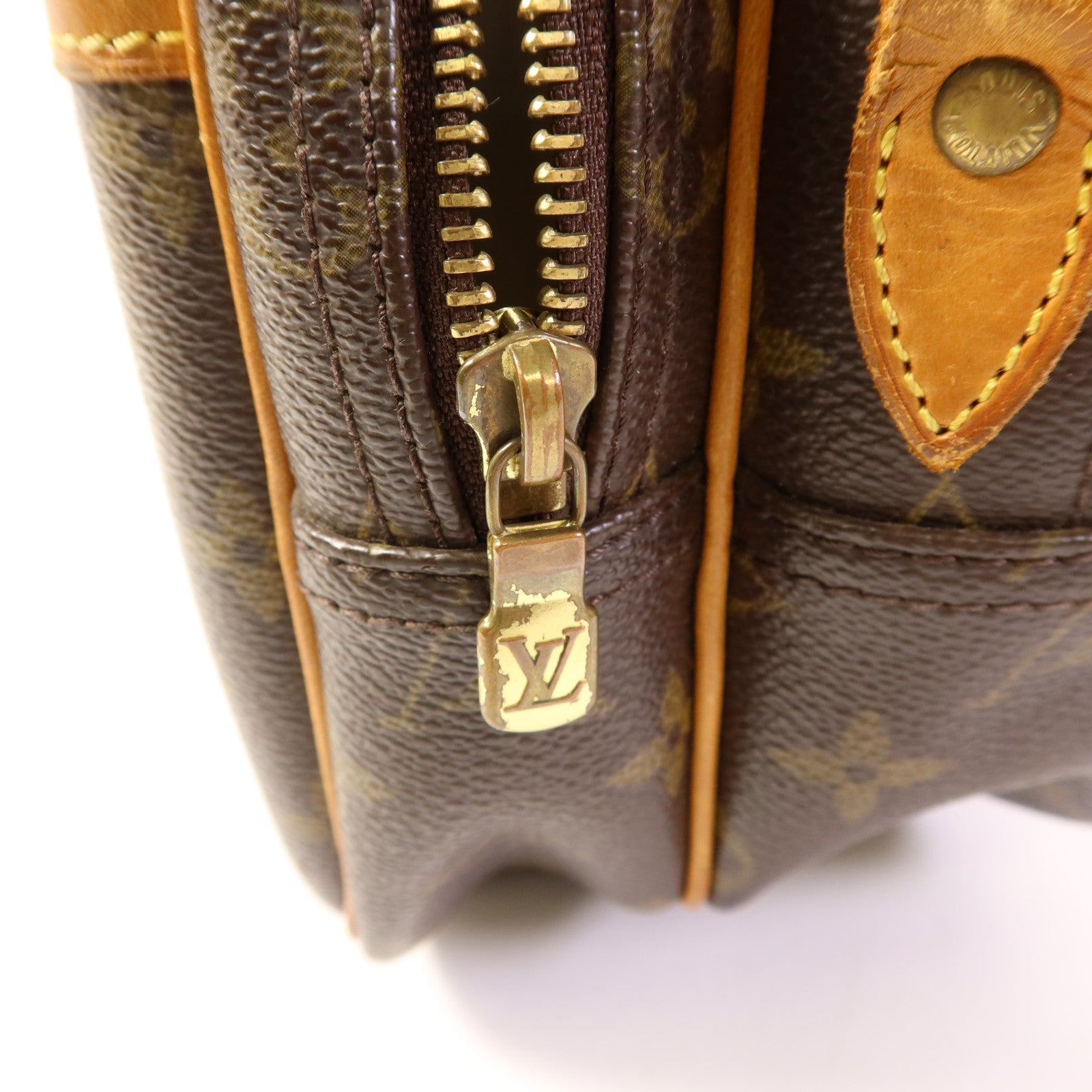 LOUIS VUITTON Monogram Reporter PM金扣肩背袋棕色