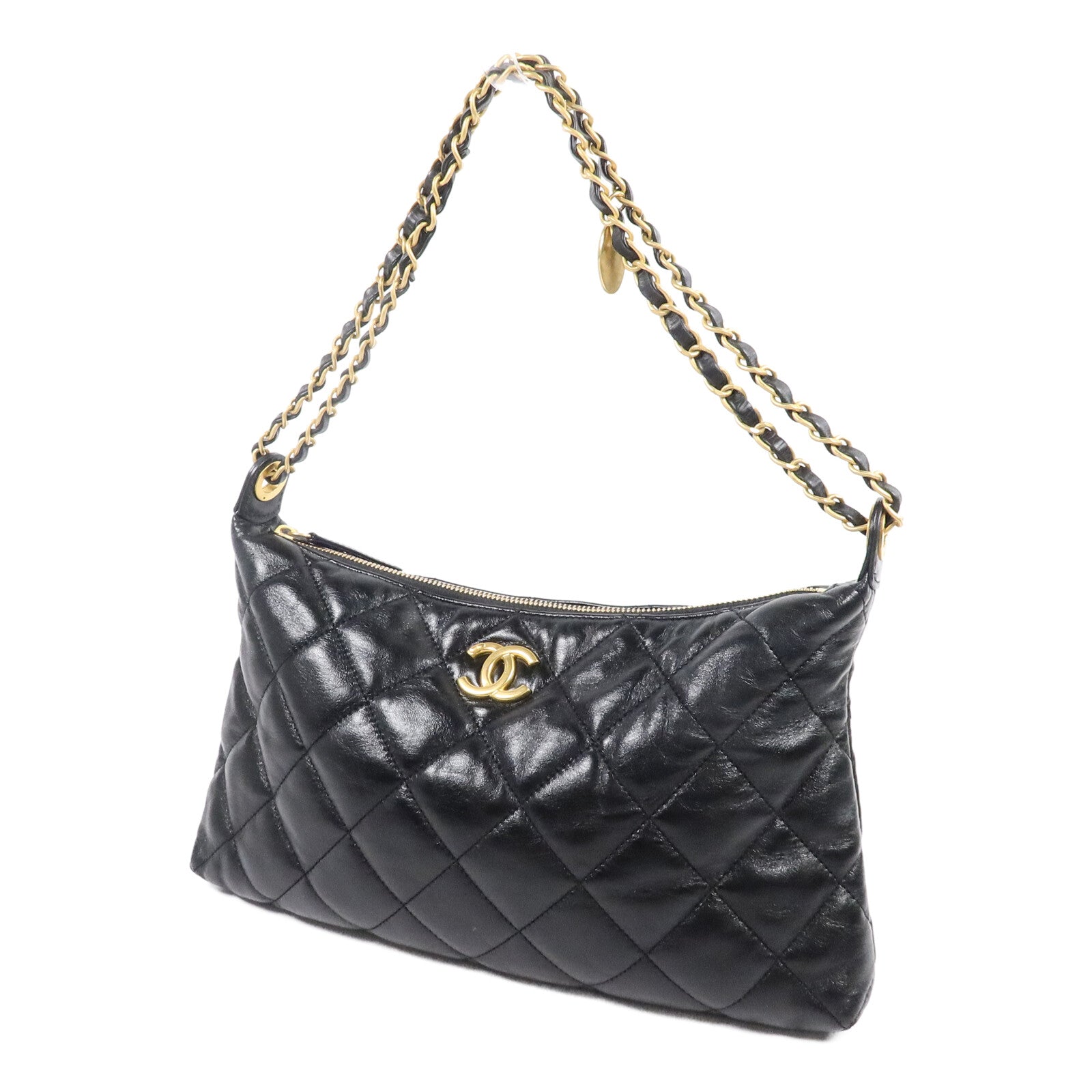 CHANEL 羊皮皮革Hobo Bag鏈帶肩背袋